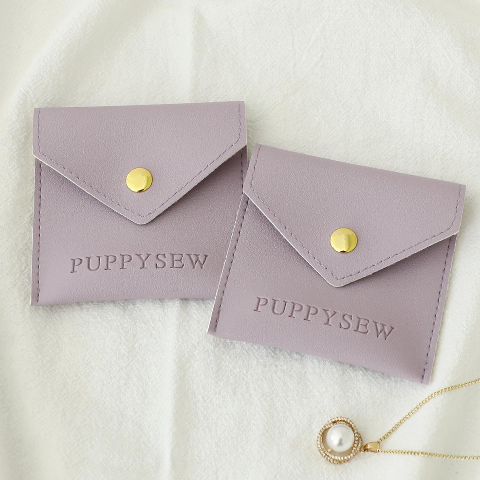Custom Logo Faux Leather Jewelry Bag, Soft Button Packaging-6