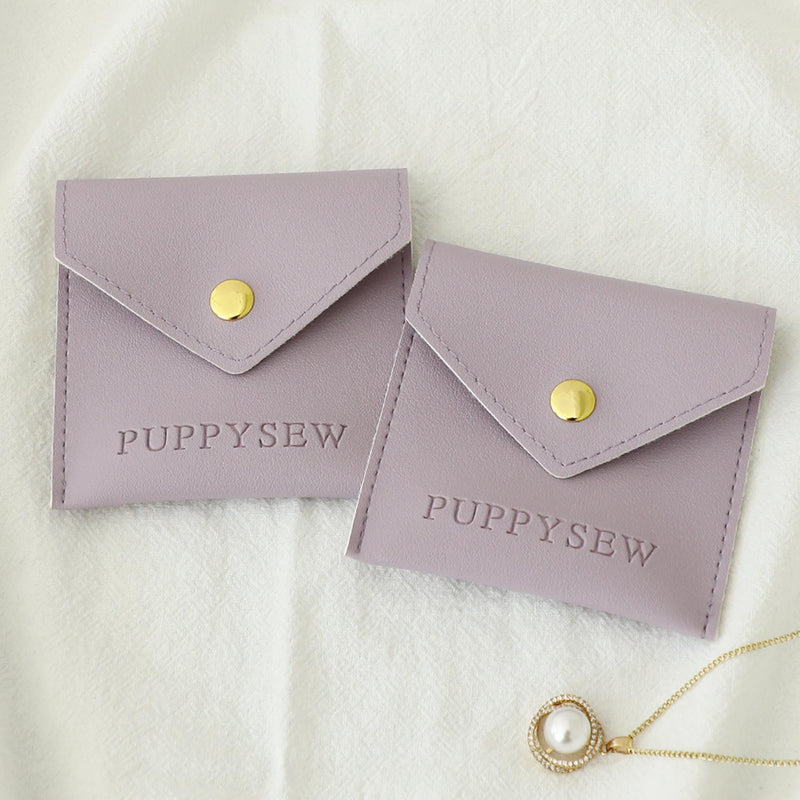 Custom Logo Faux Leather Jewelry Bag, Soft Button Packaging-zoom-