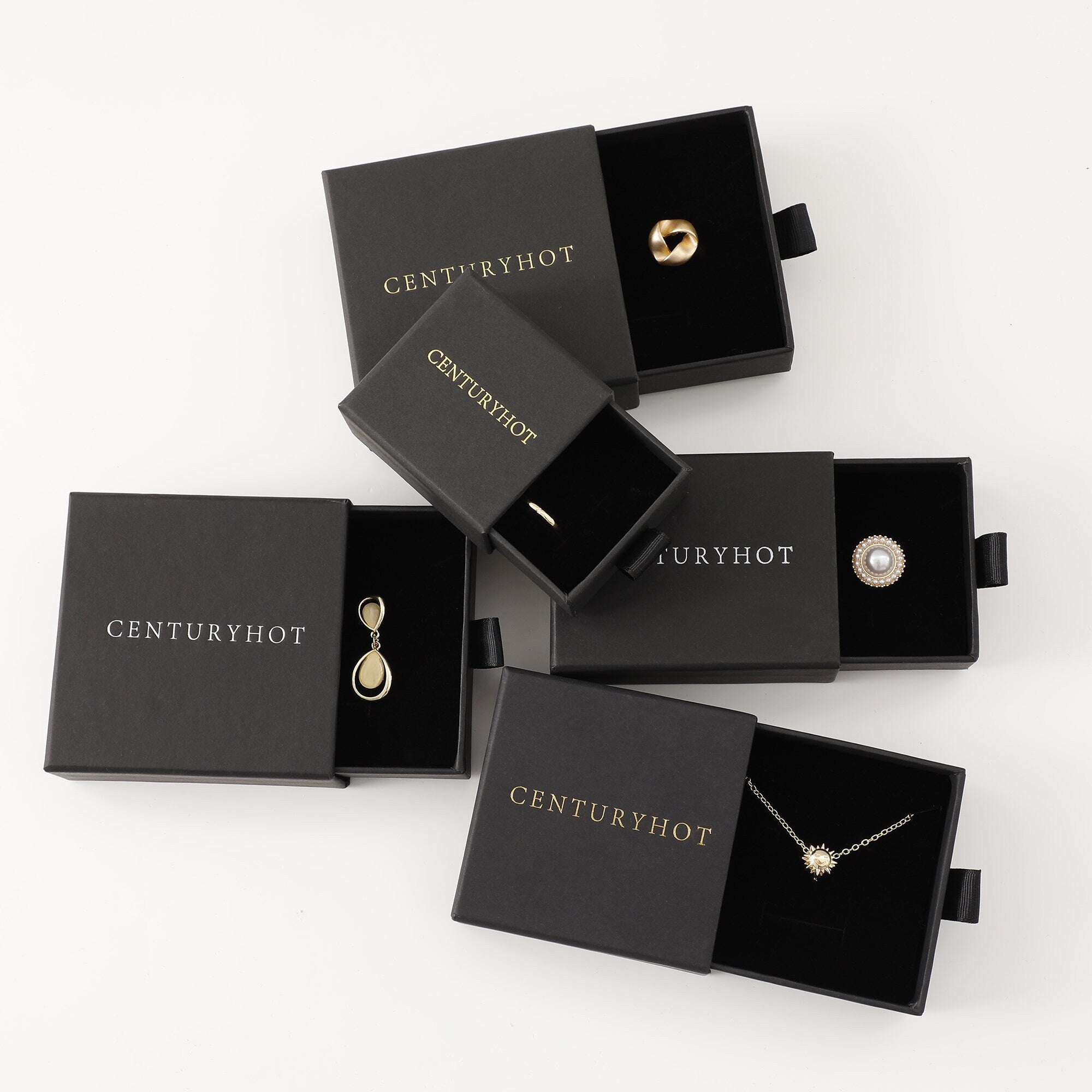 Custom Logo Jewelry Box: Chic Black Carton, Drawer Style-zoom-6