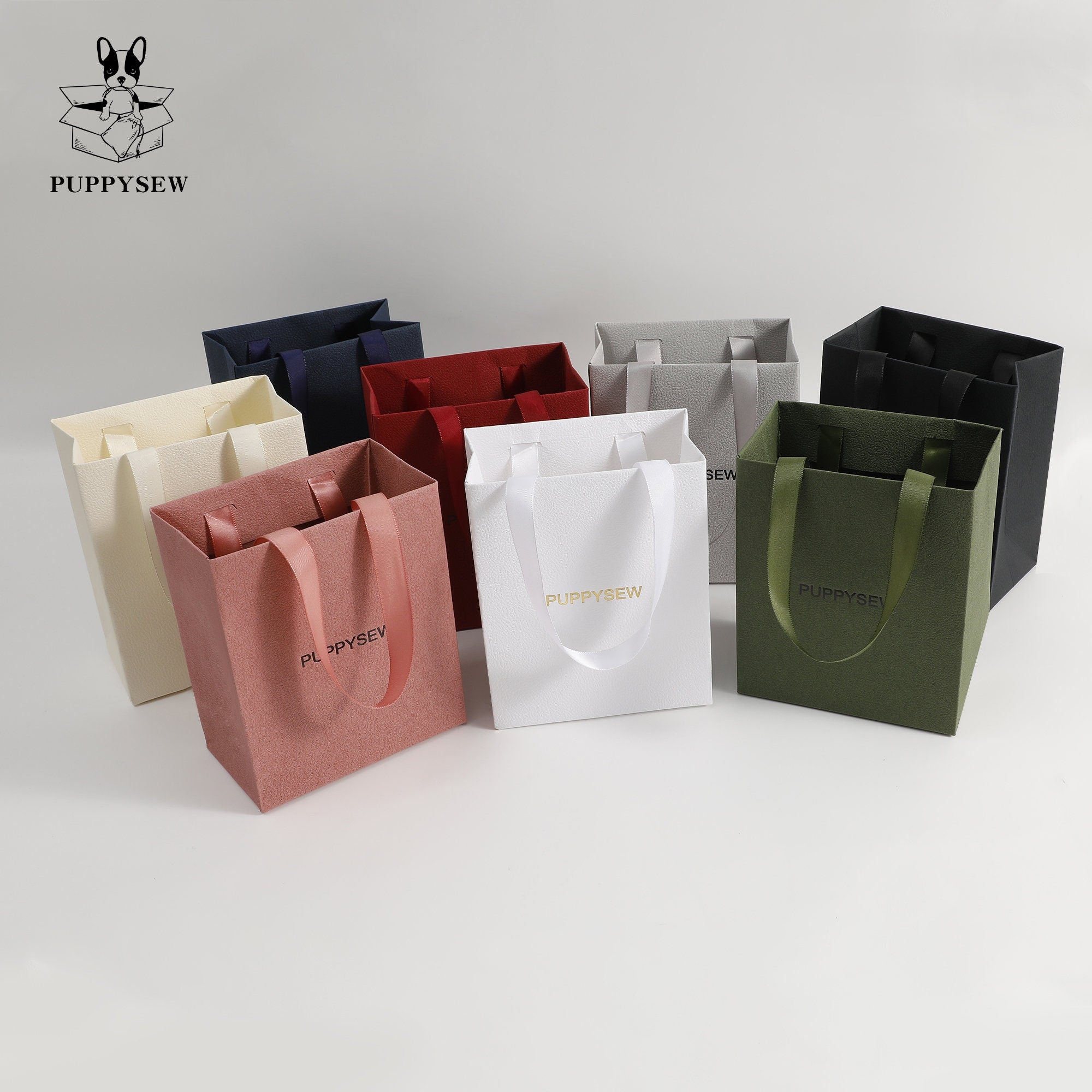 Custom Logo Gift Paper Bags, Textured Luxury Packaging (12.5x7.5x15 cm)