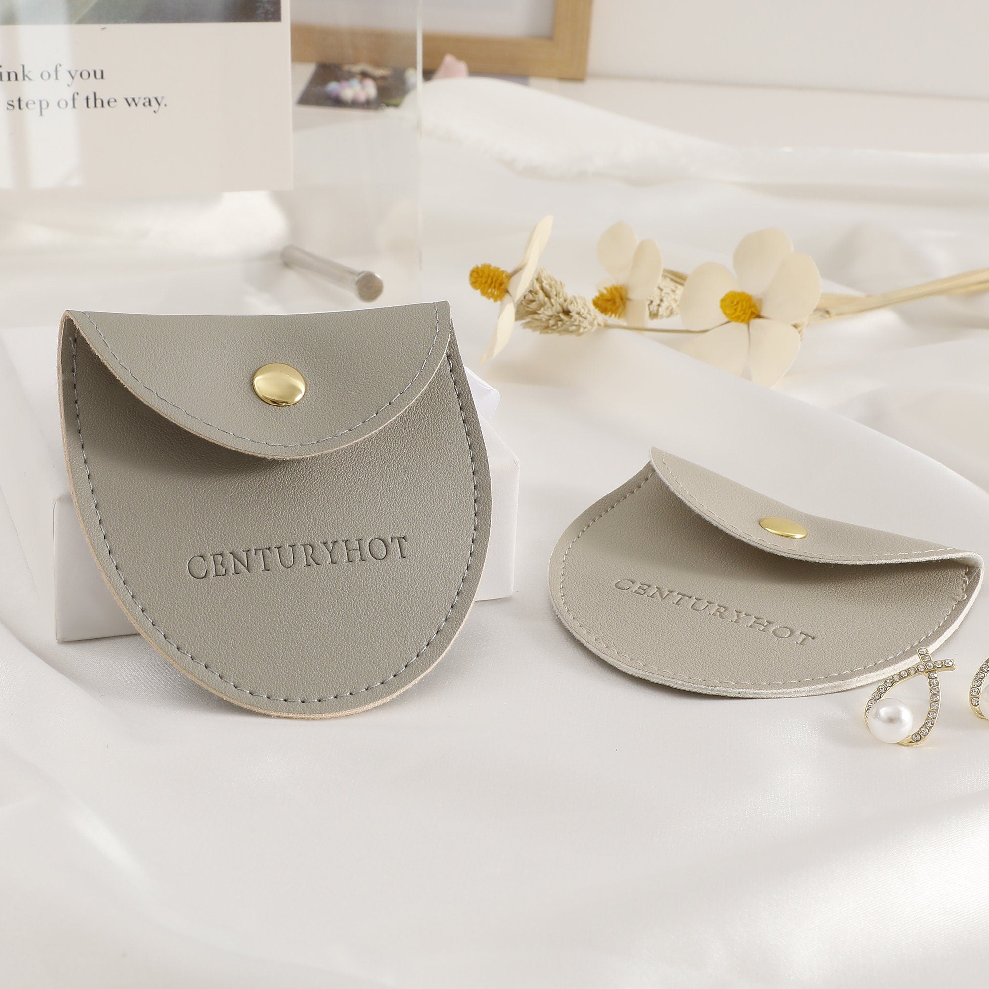 Custom Logo Faux Leather Jewelry Bags, Embossed Envelope Pouch-zoom-4
