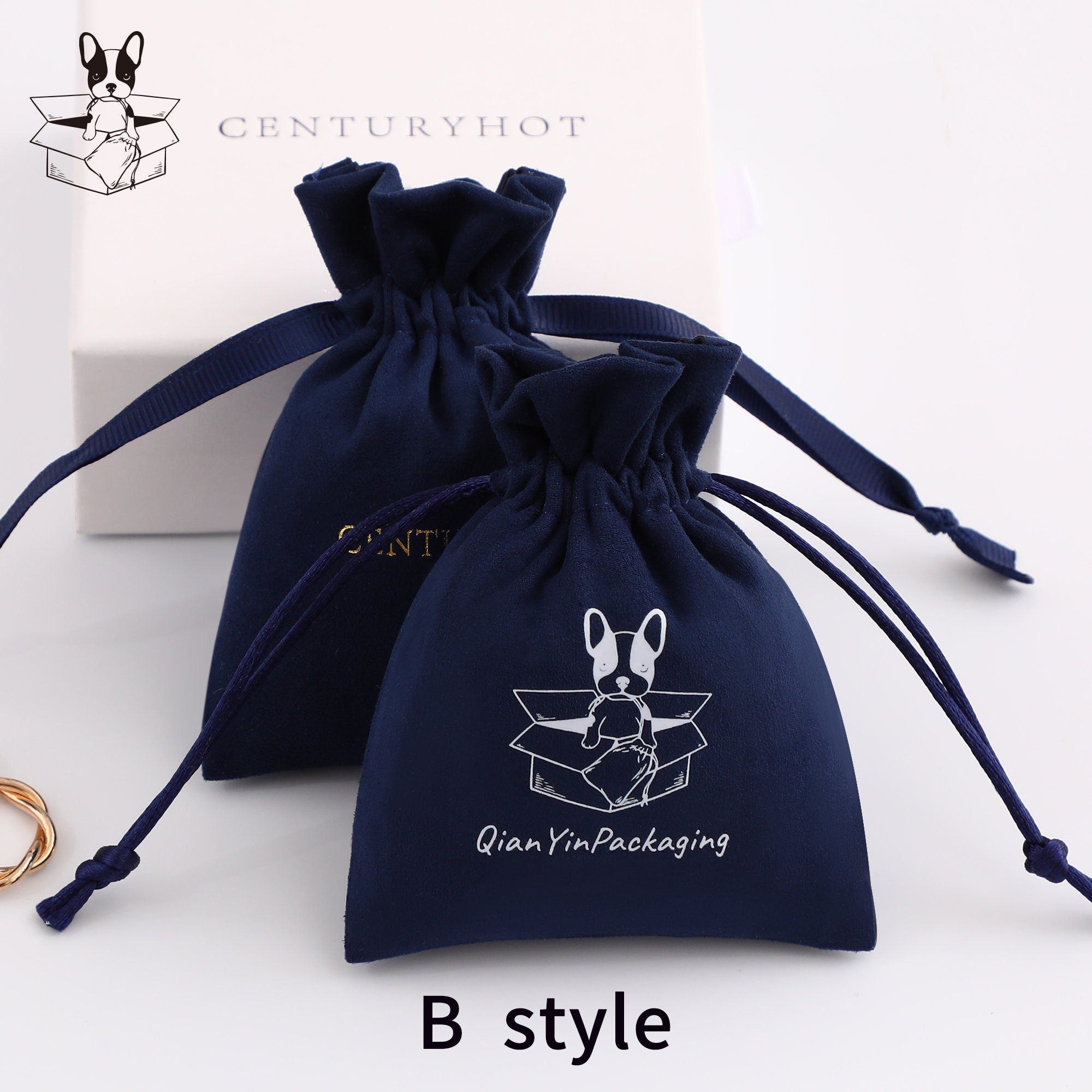 50 Personalized Logo Suede Drawstring Bag, Jewelry Pouch-zoom-6