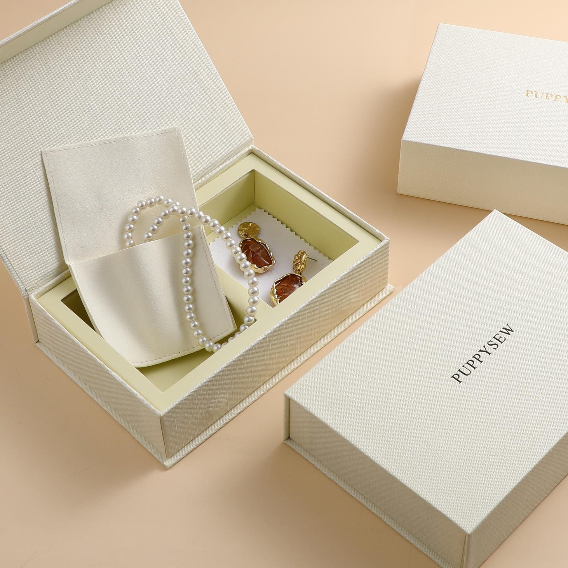 Custom Logo Jewelry Box – Personalized Card Slots, Pouch & Cloth-1