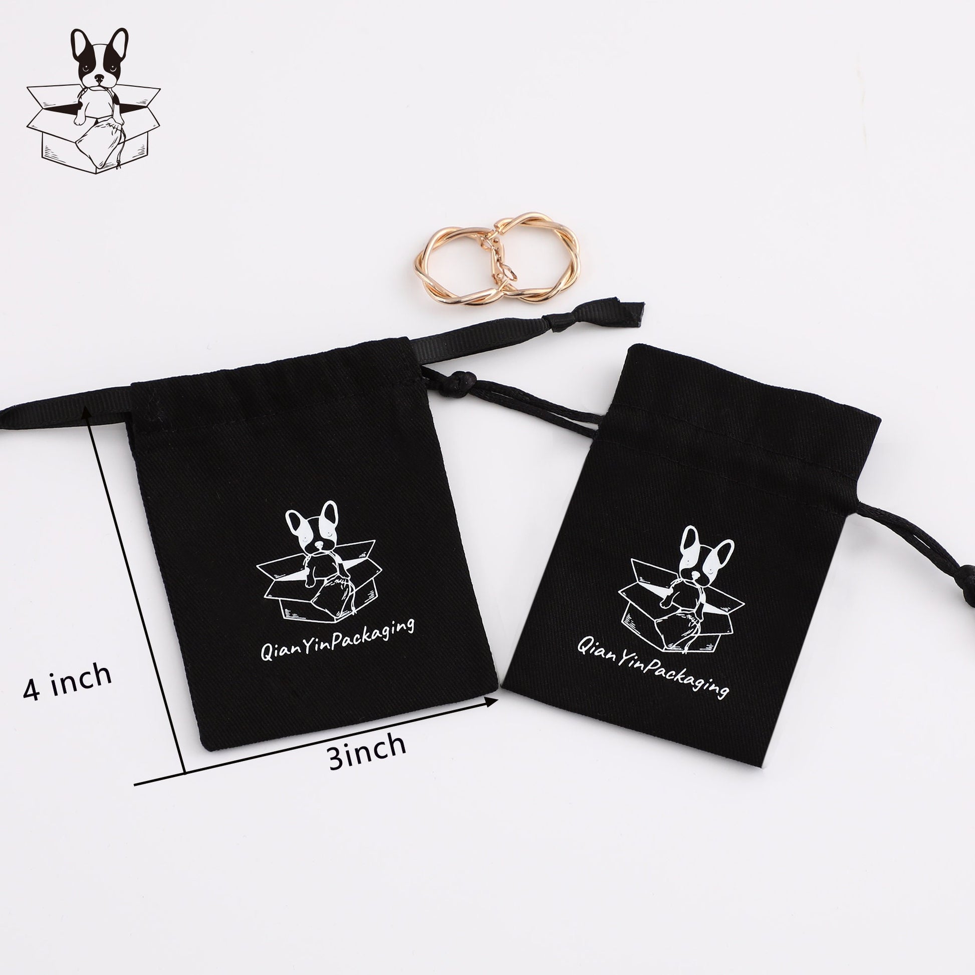 Custom Logo Cotton Drawstring Bag, Personalized Jewelry Packaging-2