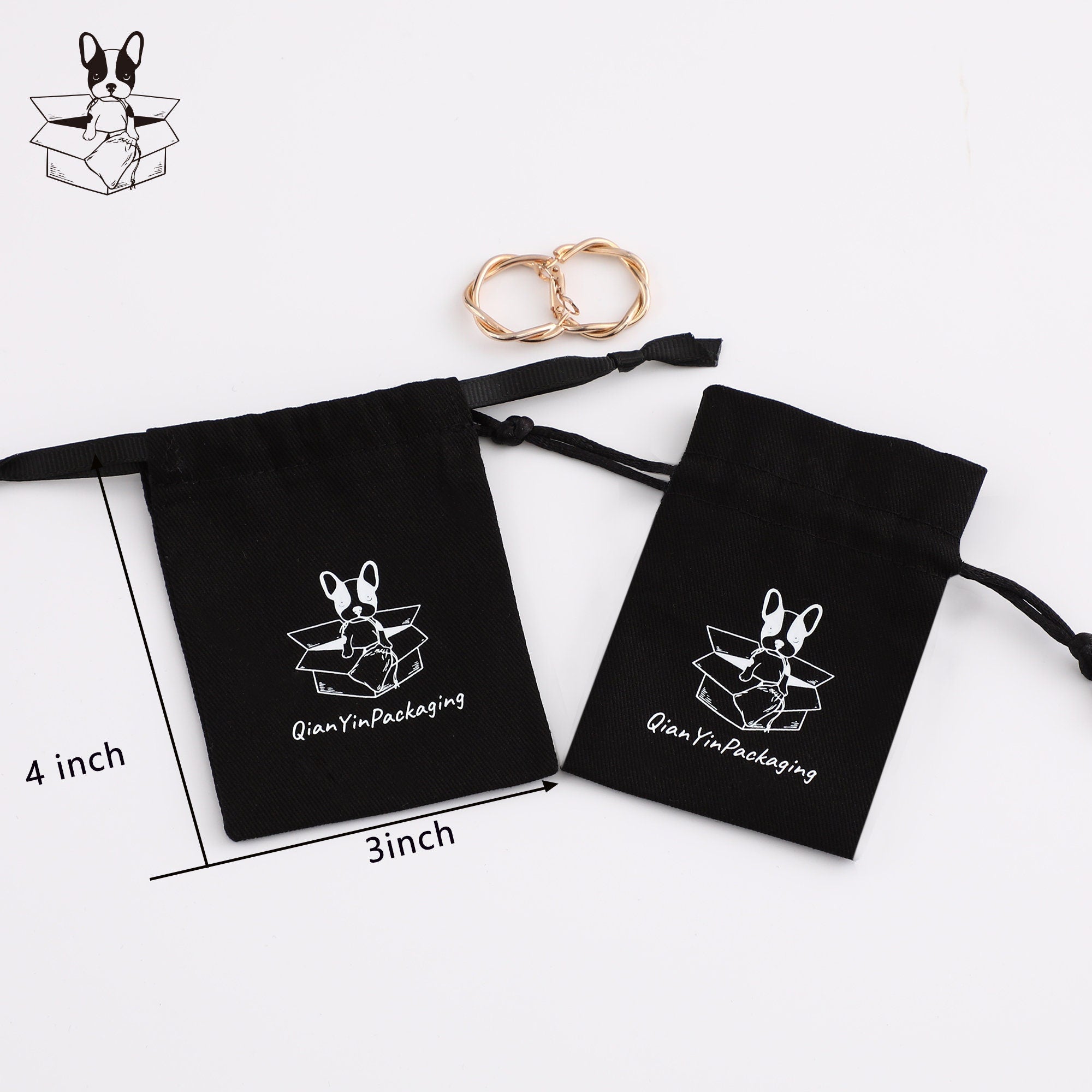 Custom Logo Cotton Drawstring Bag, Personalized Jewelry Packaging-zoom-2