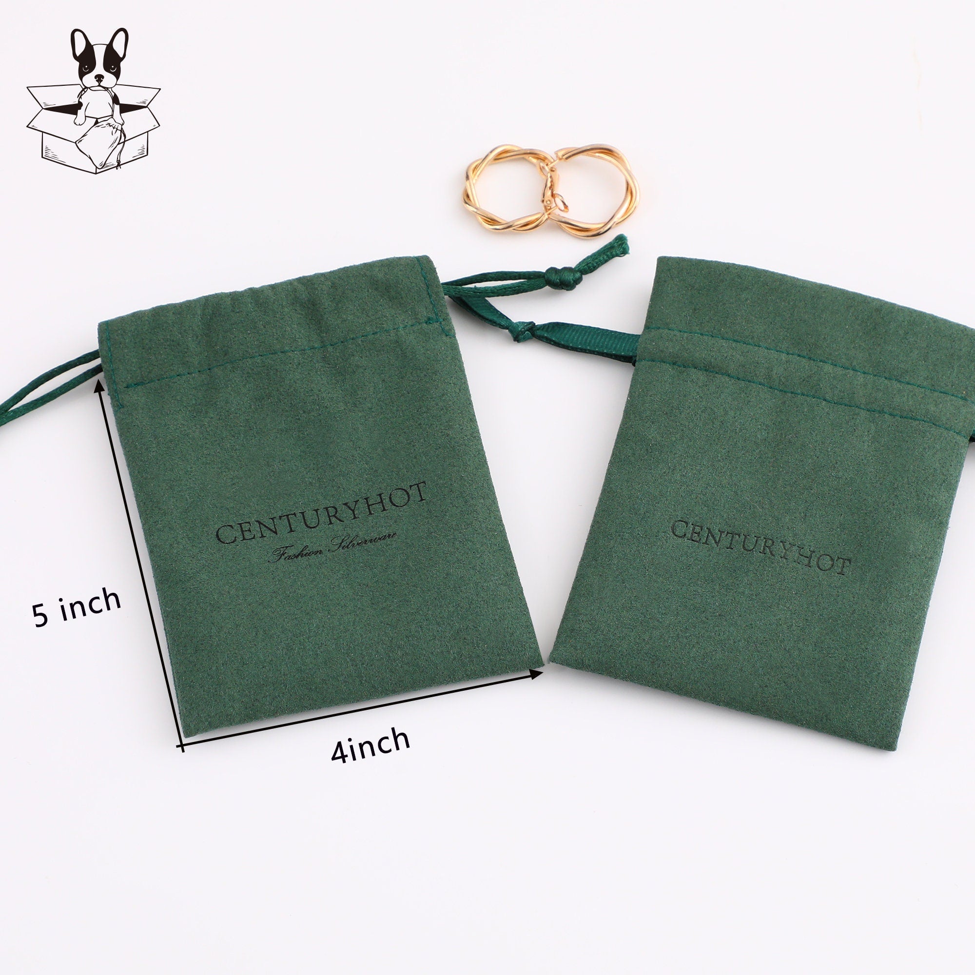50 Green Microfiber Personalized Logo Drawstring Bags, Custom Jewelry Packaging-zoom-8