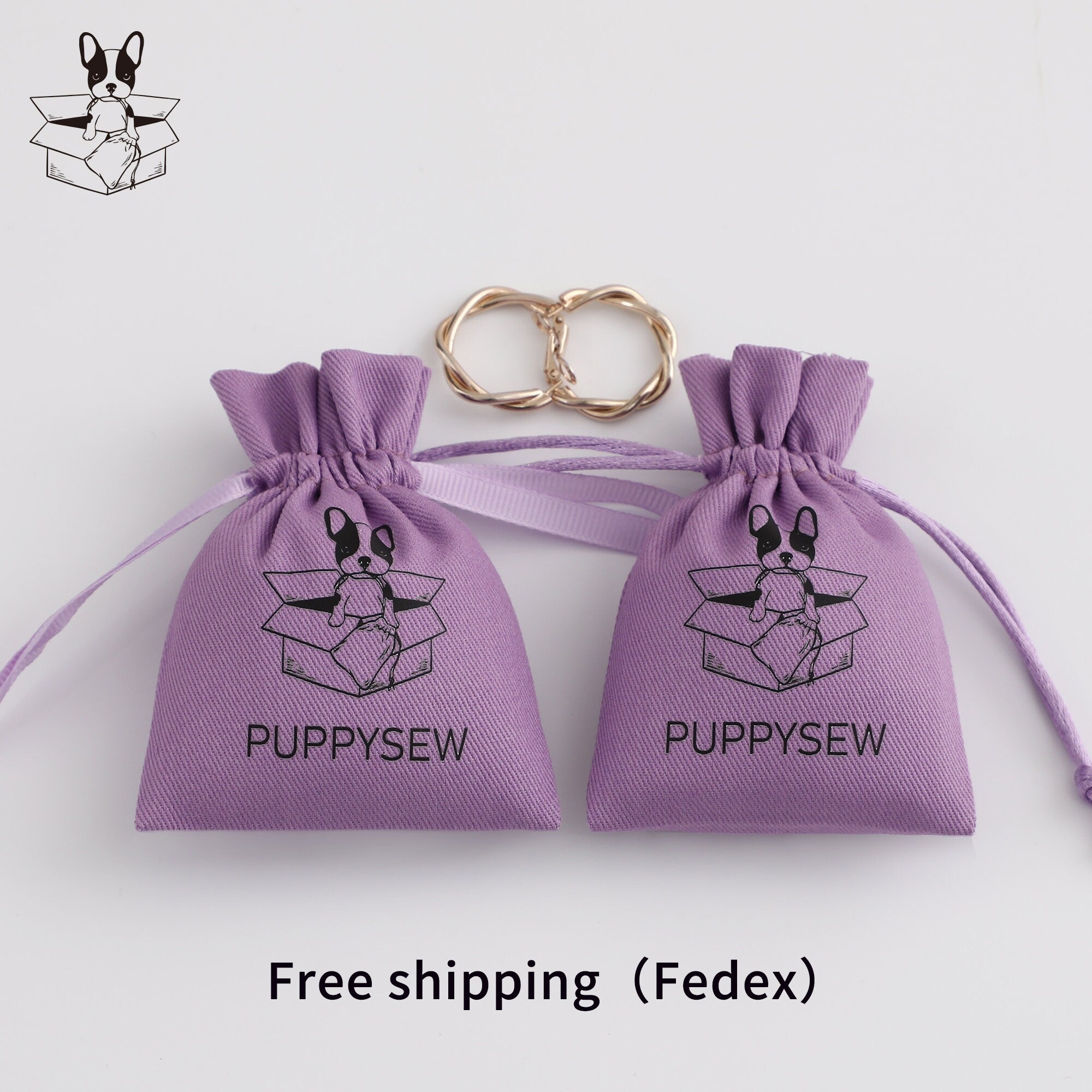 Purple Cotton Drawstring Pouch, Personalized Logo, Jewelry Packaging-zoom-4