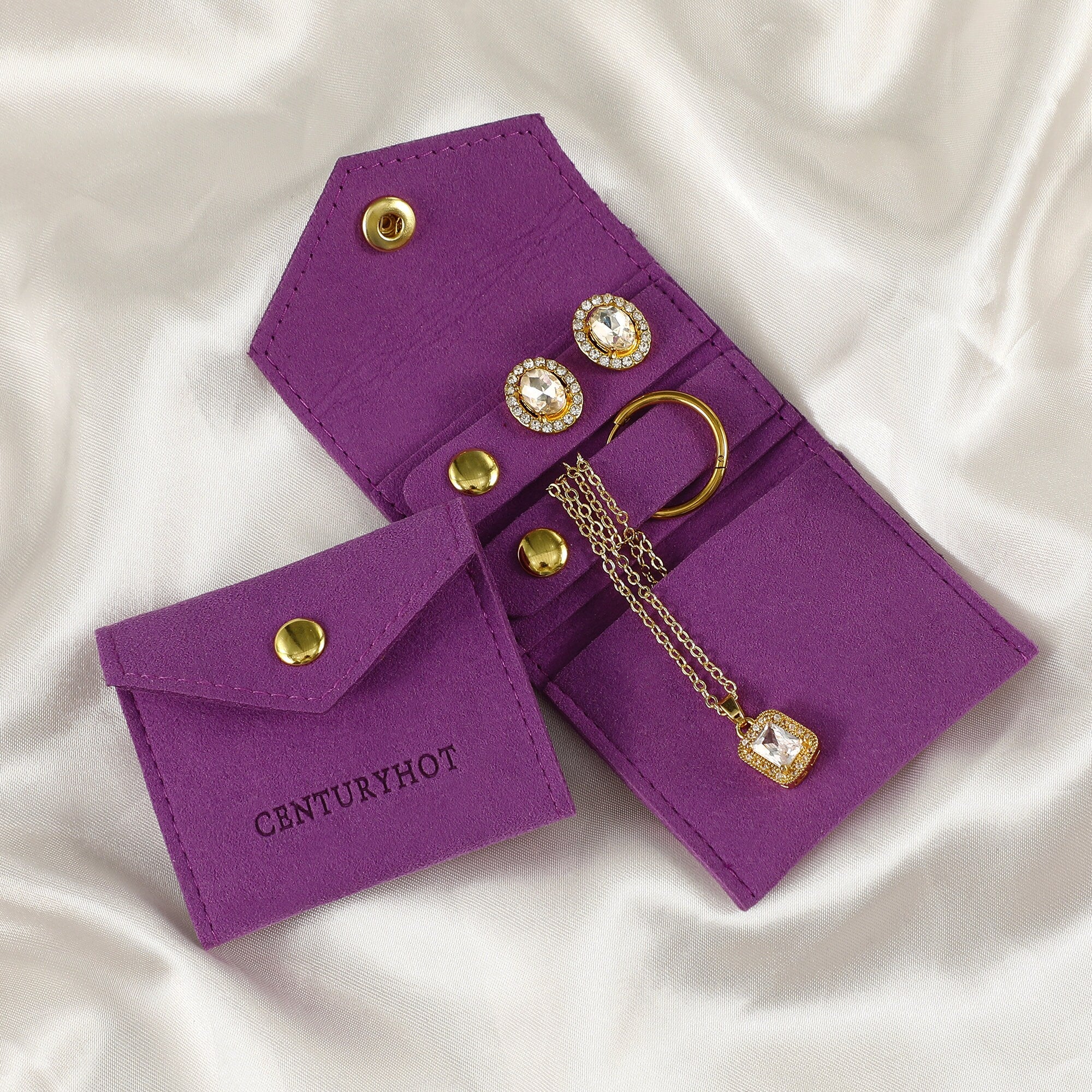 Personalized Microfiber Jewelry Travel Roll - Engraved Mini Storage Bag-zoom-8