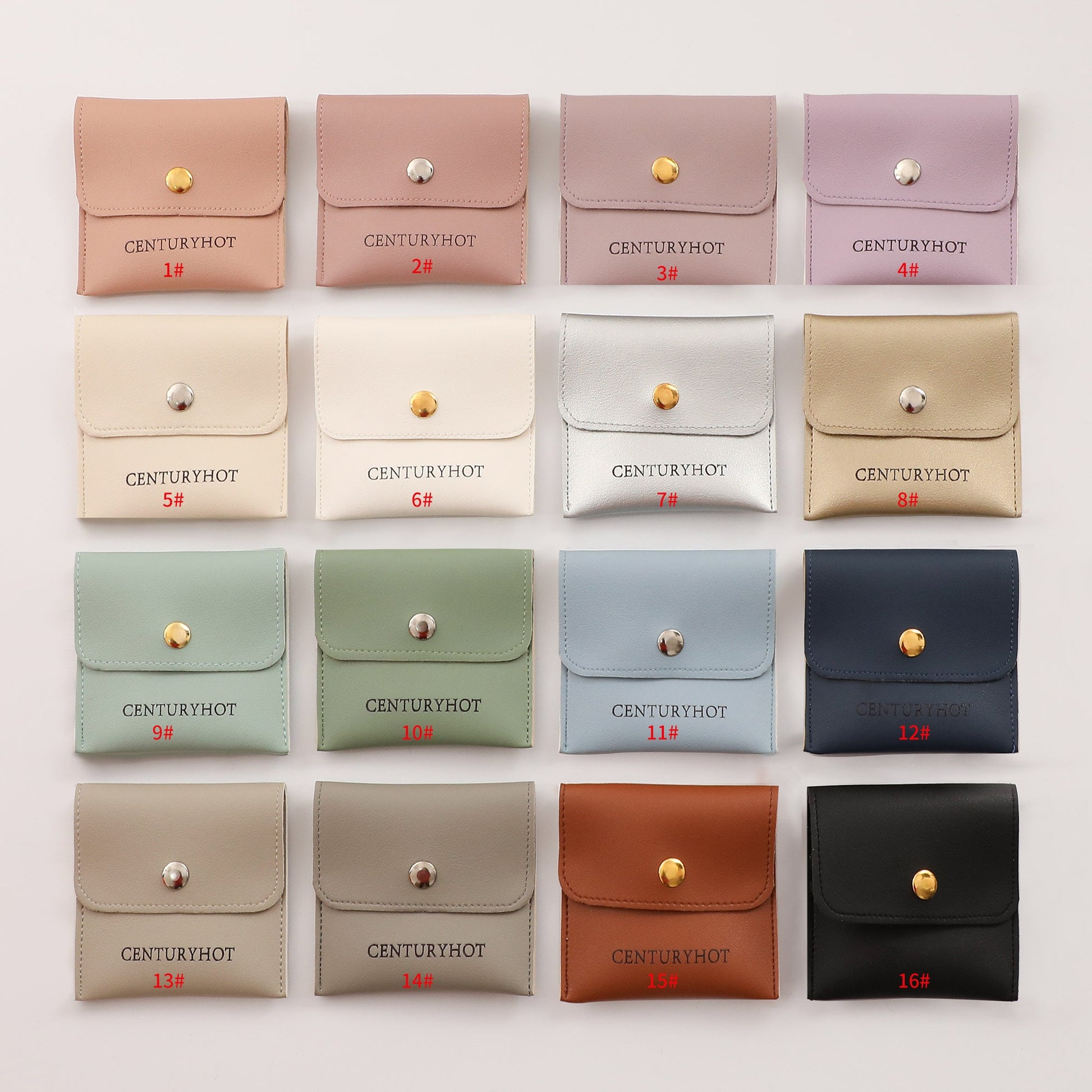 50pc White Faux Leather Jewelry Pouch, Custom Logo Available-10