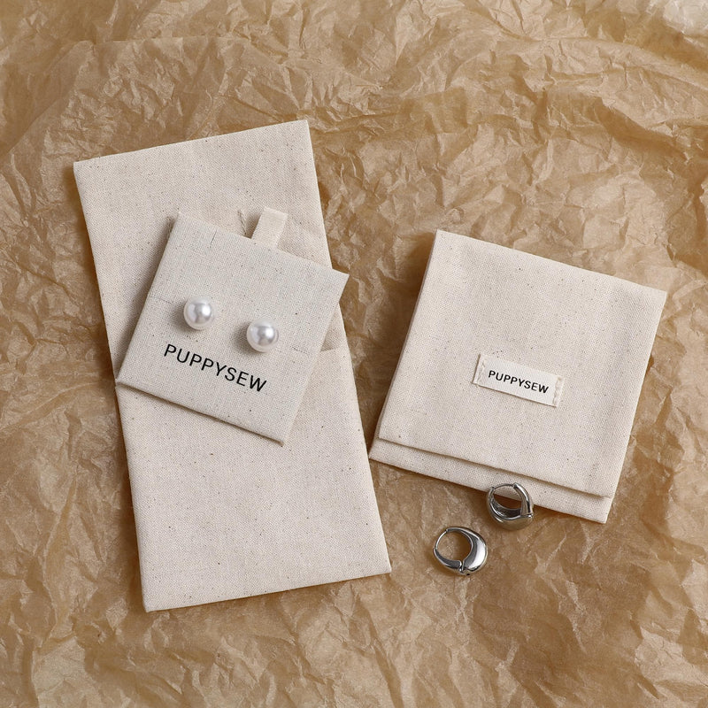 50 Unbleached Cotton Jewelry Pouches, Customizable Logo-zoom-