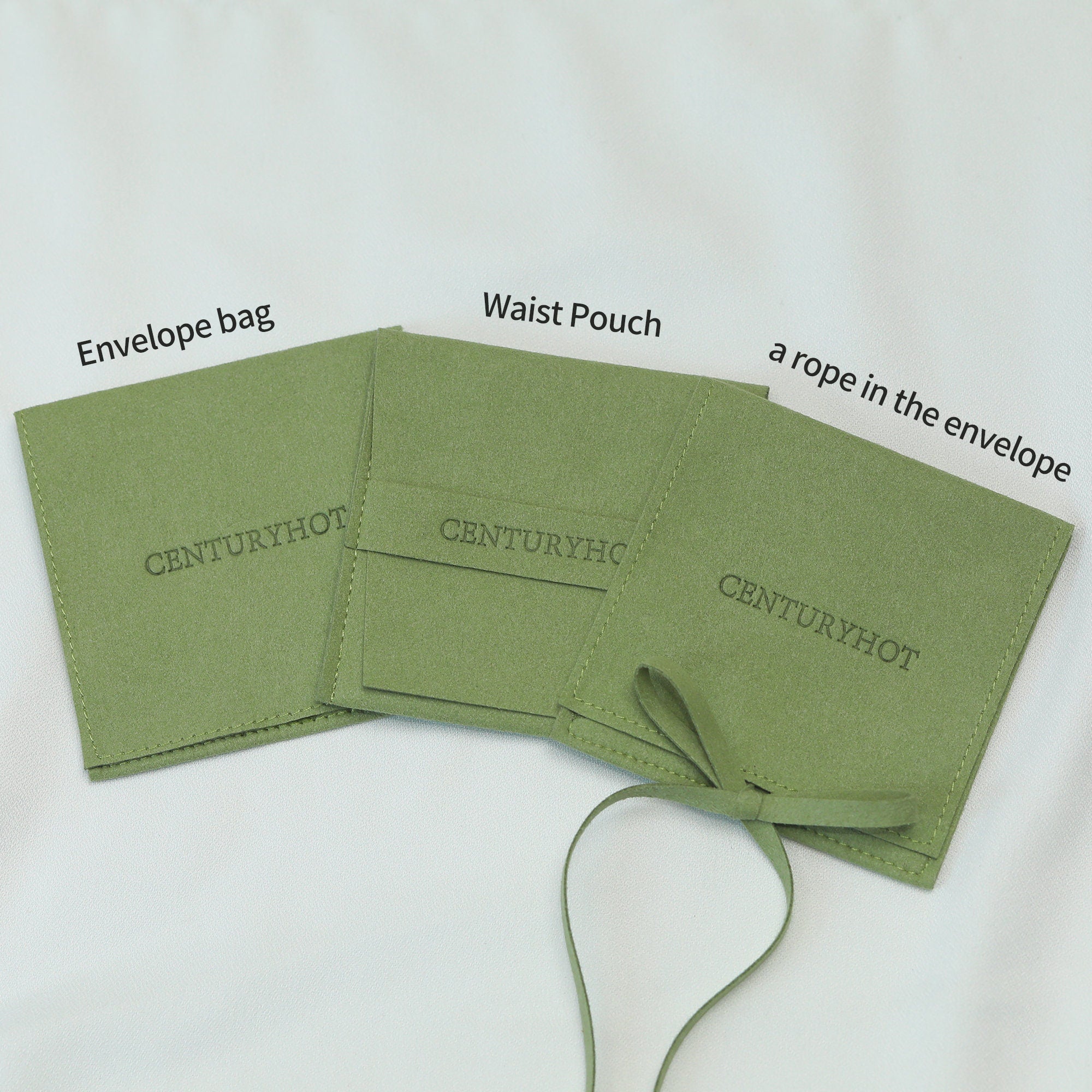 Grass Green Microfiber Jewelry Envelope Bags, Custom Logo
