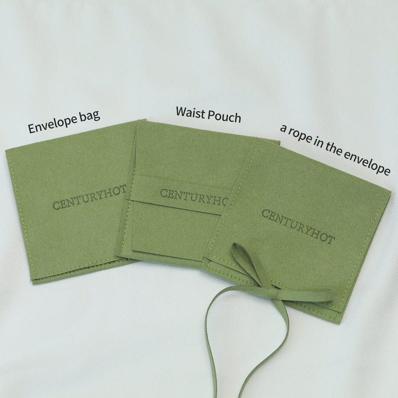 Grass Green Microfiber Jewelry Envelope Bags, Custom Logo-zoom-