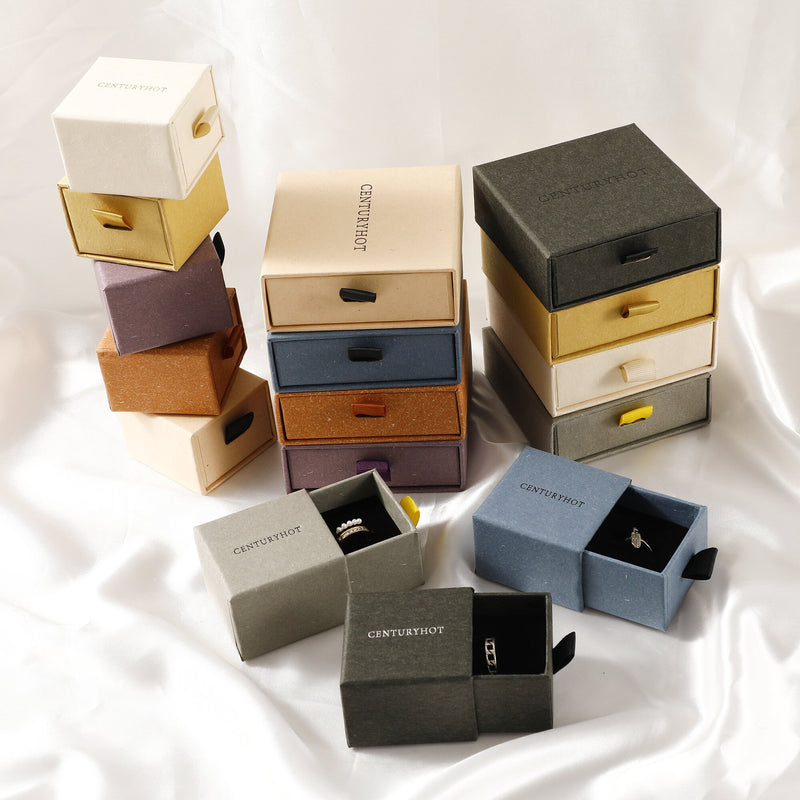 50 Personalized Logo Jewelry Gift Boxes with Sponge Pad-zoom-