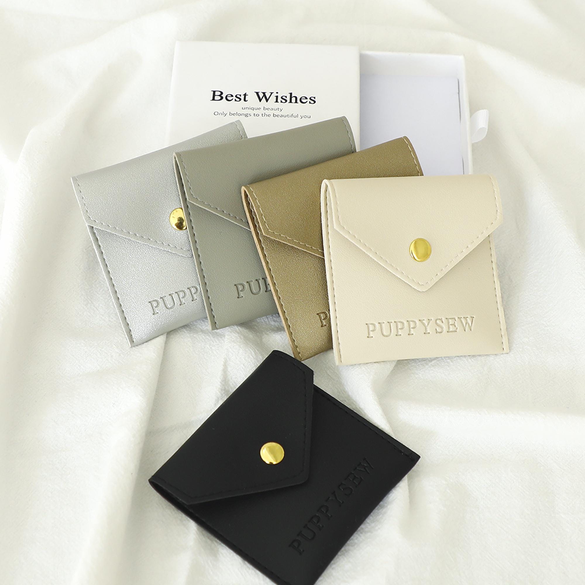 Custom Logo Faux Leather Jewelry Bag, Soft Button Packaging-zoom-1