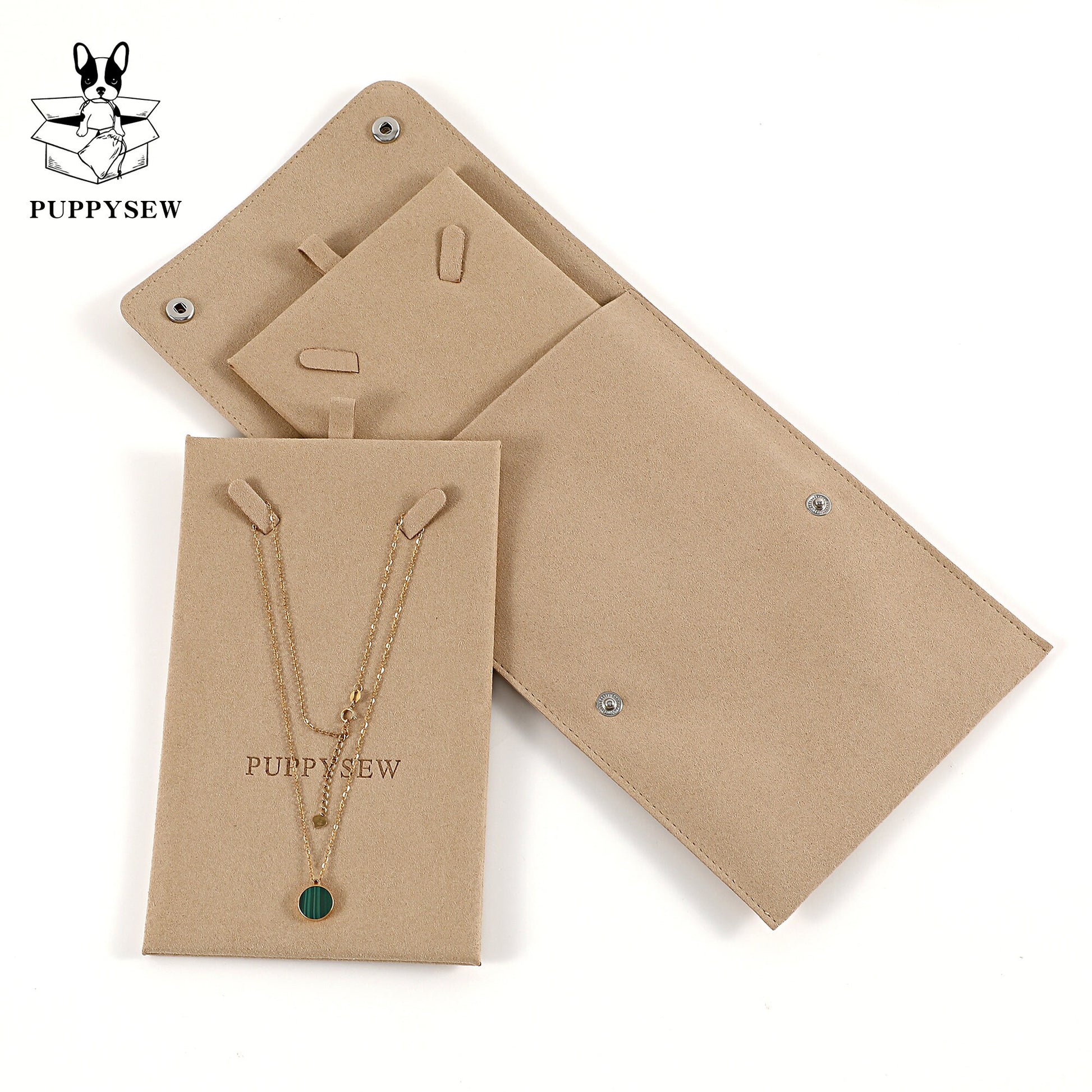 Microfiber Necklace Gift Bag with Snap & Clip, Personalized Jewelry Packaging-8
