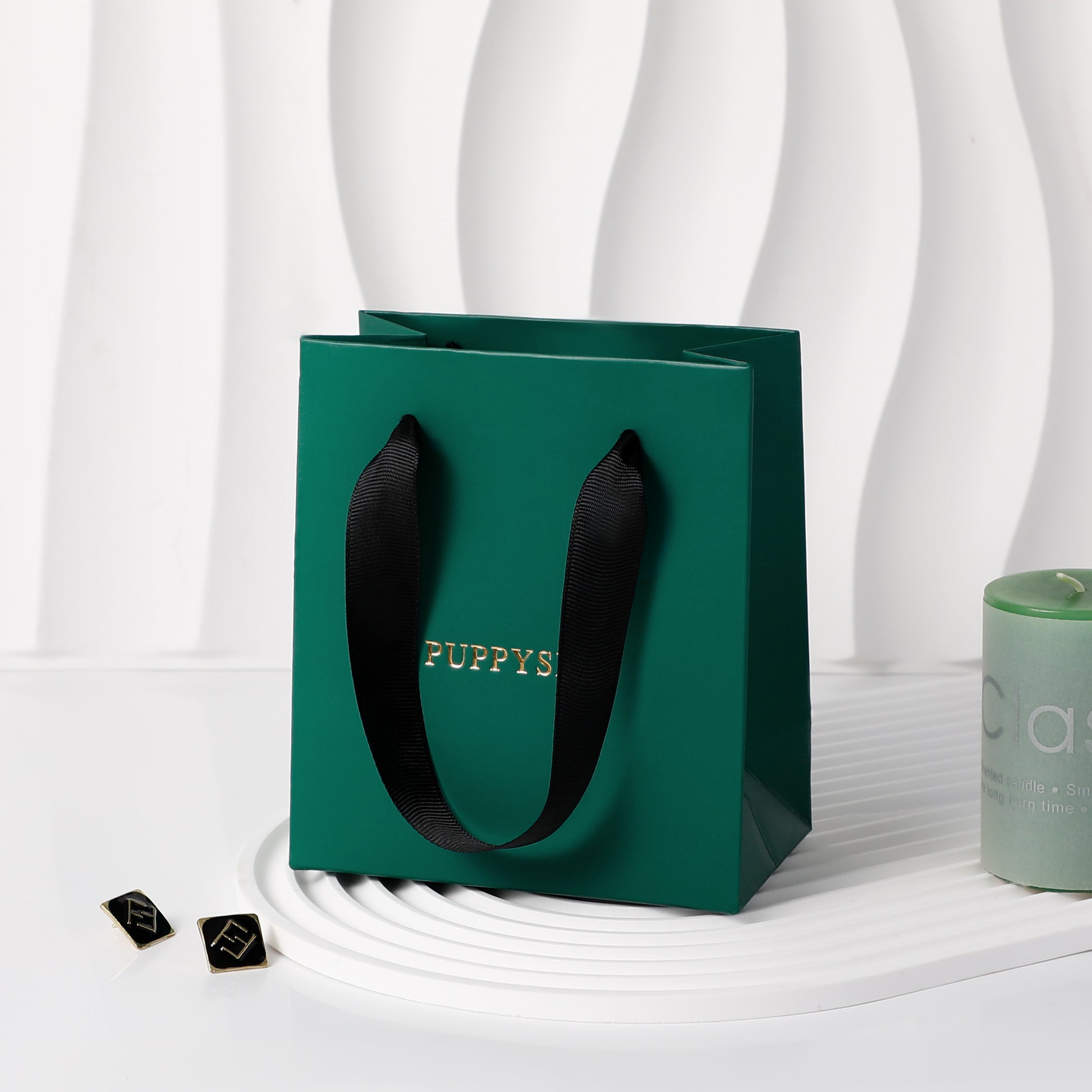 50 dark green custom logo paper shopping bags, customized packaging-2