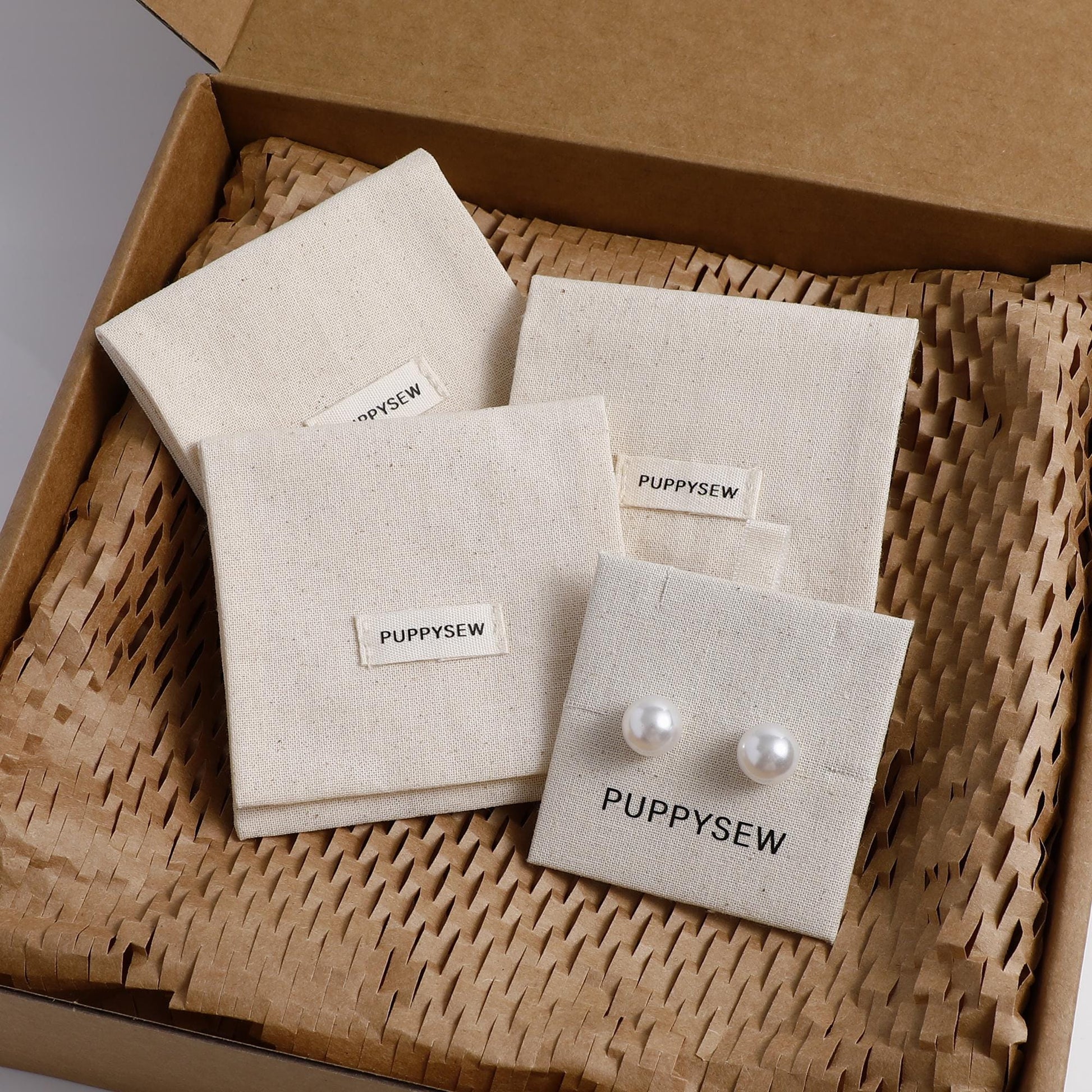 50 Unbleached Cotton Jewelry Pouches, Customizable Logo-1