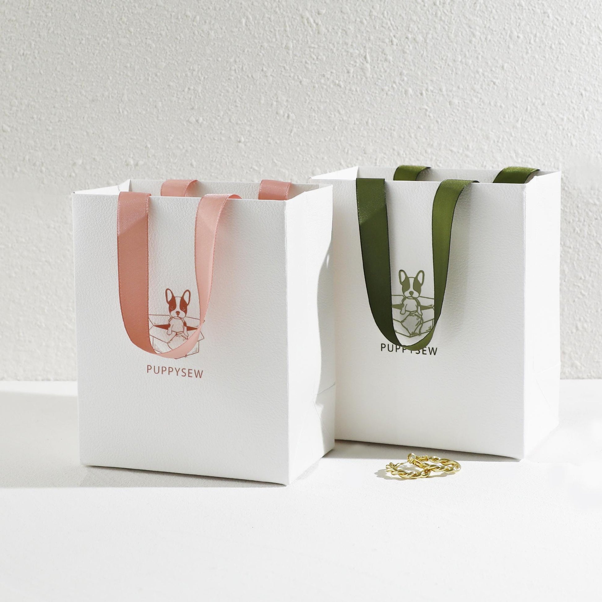 Custom Logo Paper Gift Bags – Art Textured, Ribbon Handle-4