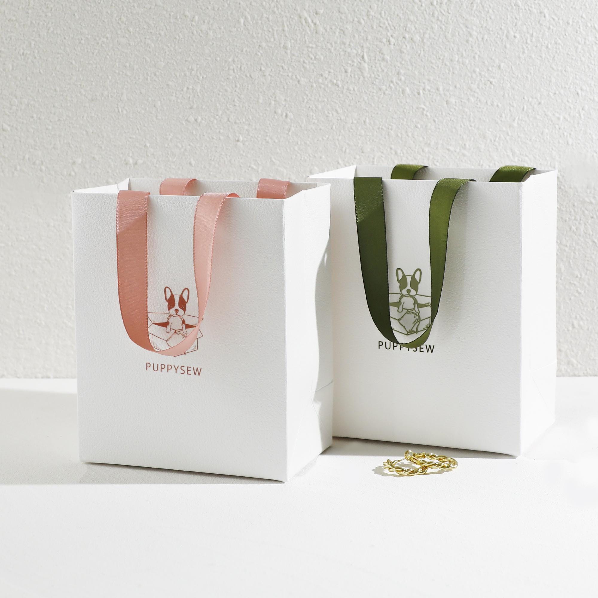 Custom Logo Paper Gift Bags – Art Textured, Ribbon Handle-zoom-4