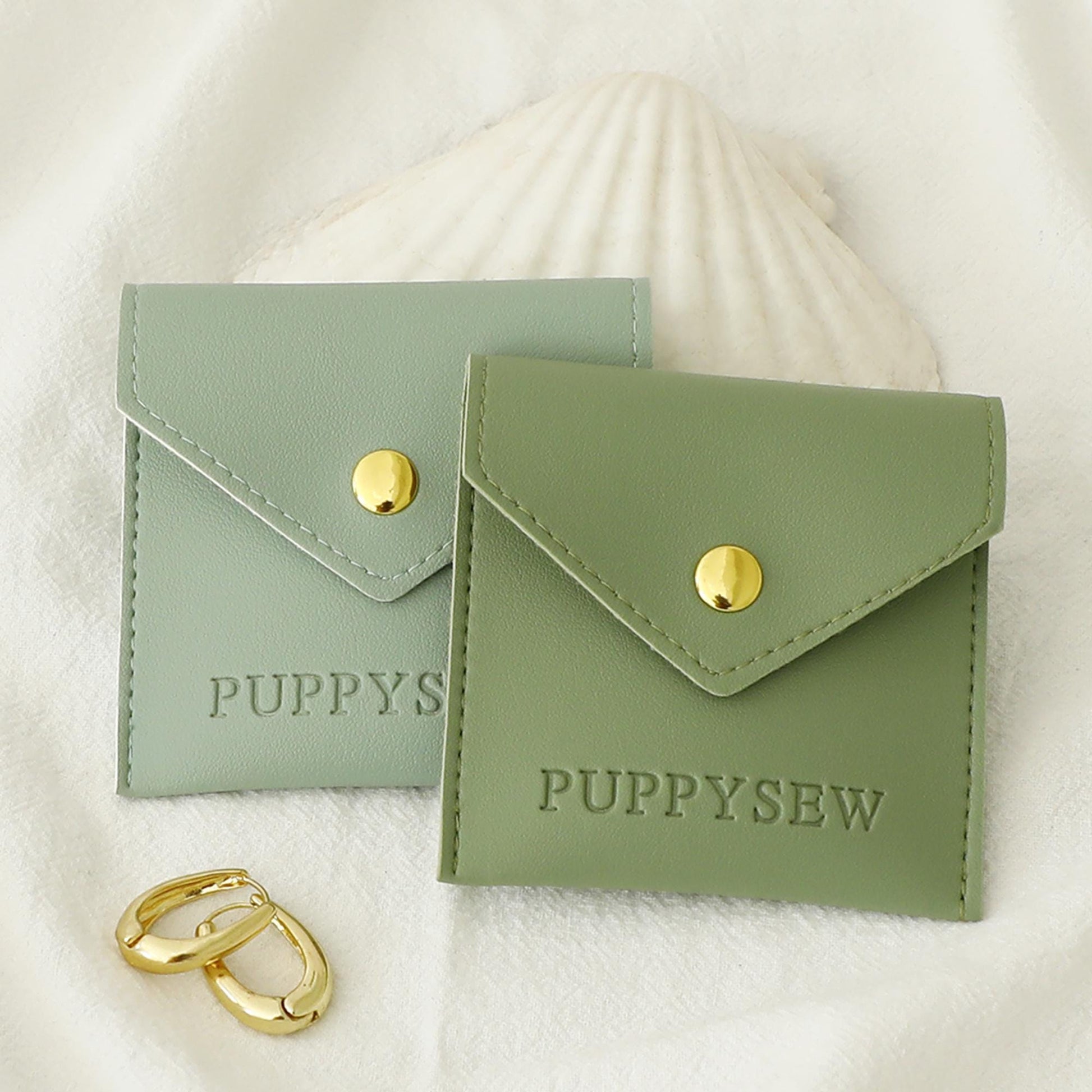 Custom Logo Faux Leather Jewelry Bag, Soft Button Packaging-9