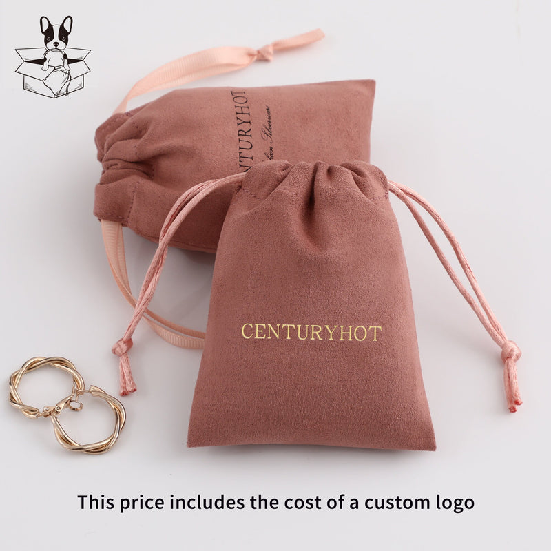 50 Personalized Logo Suede Drawstring Bags, Jewelry Pouch-zoom-