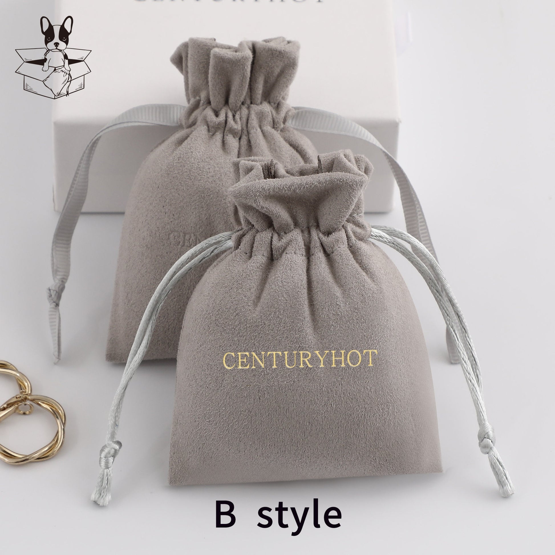 Personalized Suede Drawstring Bag: Custom Logo Jewelry Pouch-6