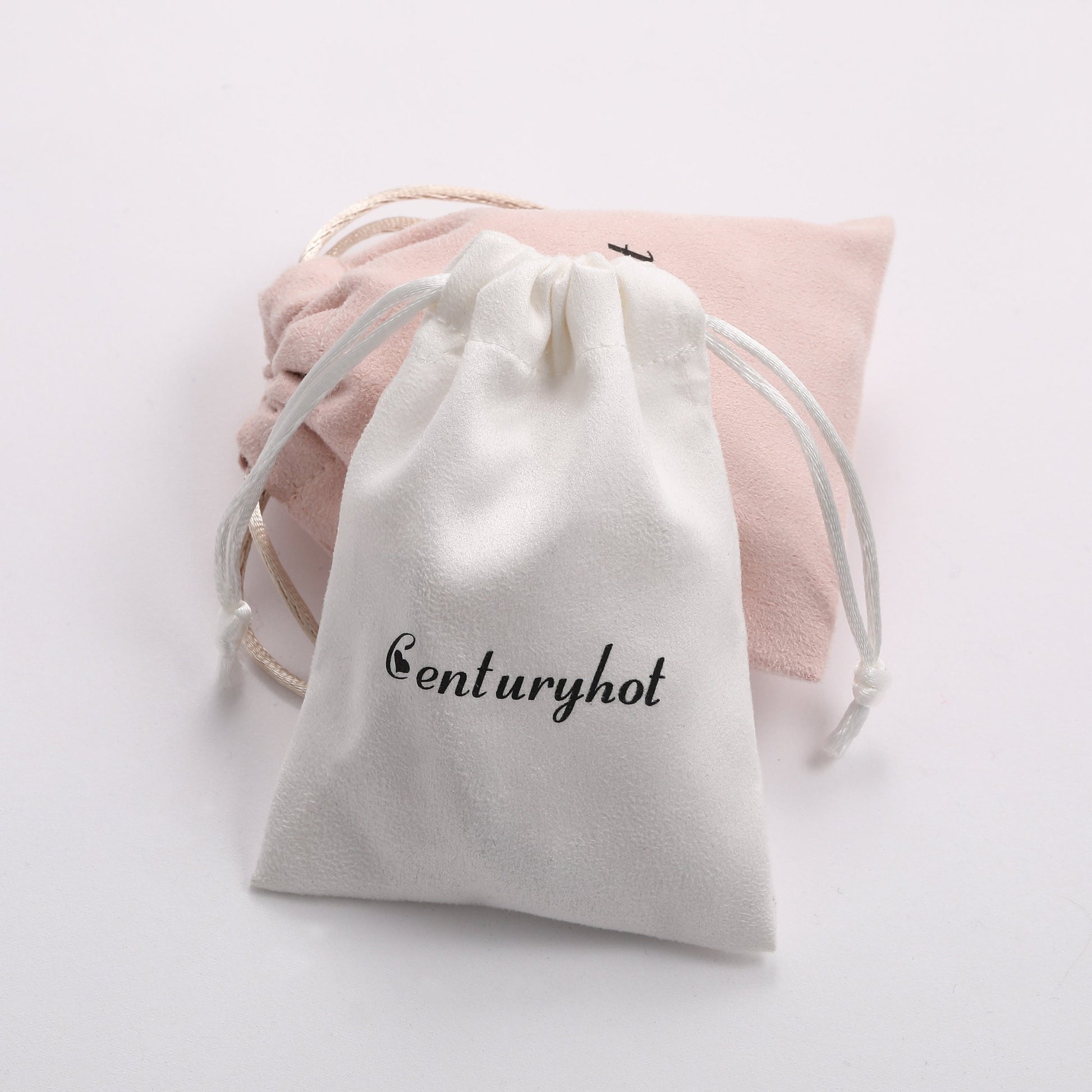 50 Custom Logo Flannel Drawstring Bags, Jewelry Packaging-2