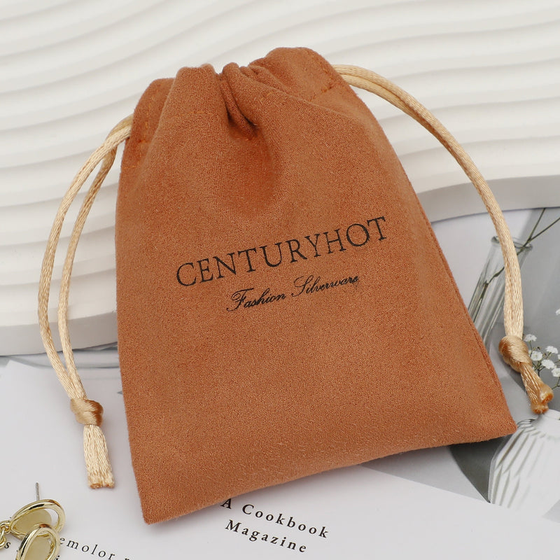 Personalized Suede Drawstring Bag: Custom Logo Jewelry Pouch-zoom-