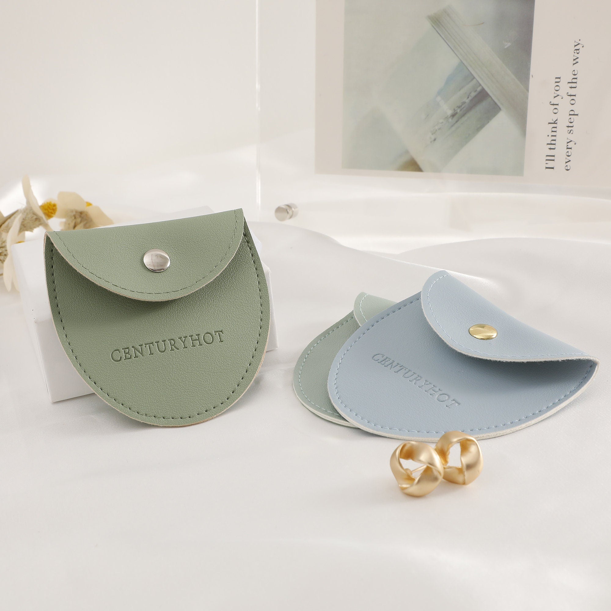 Personalized Faux Leather Jewelry Bag with Logo, Custom Packaging-zoom-7
