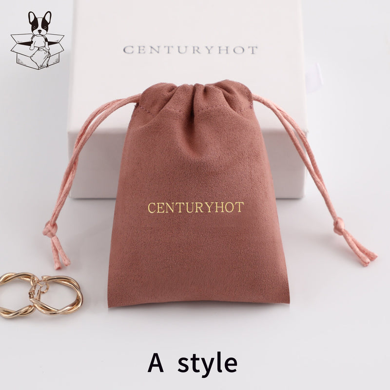50 Personalized Logo Suede Drawstring Bags, Jewelry Pouch-zoom-