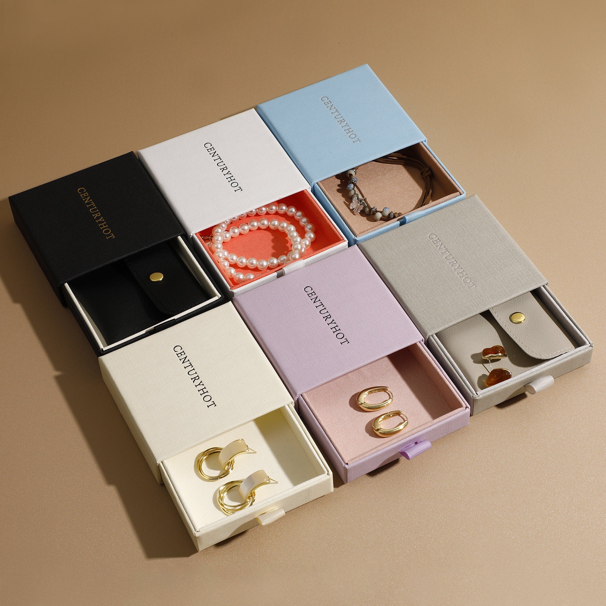 Custom Logo Paper Jewelry Box, Necklace & Ring Gift Packaging