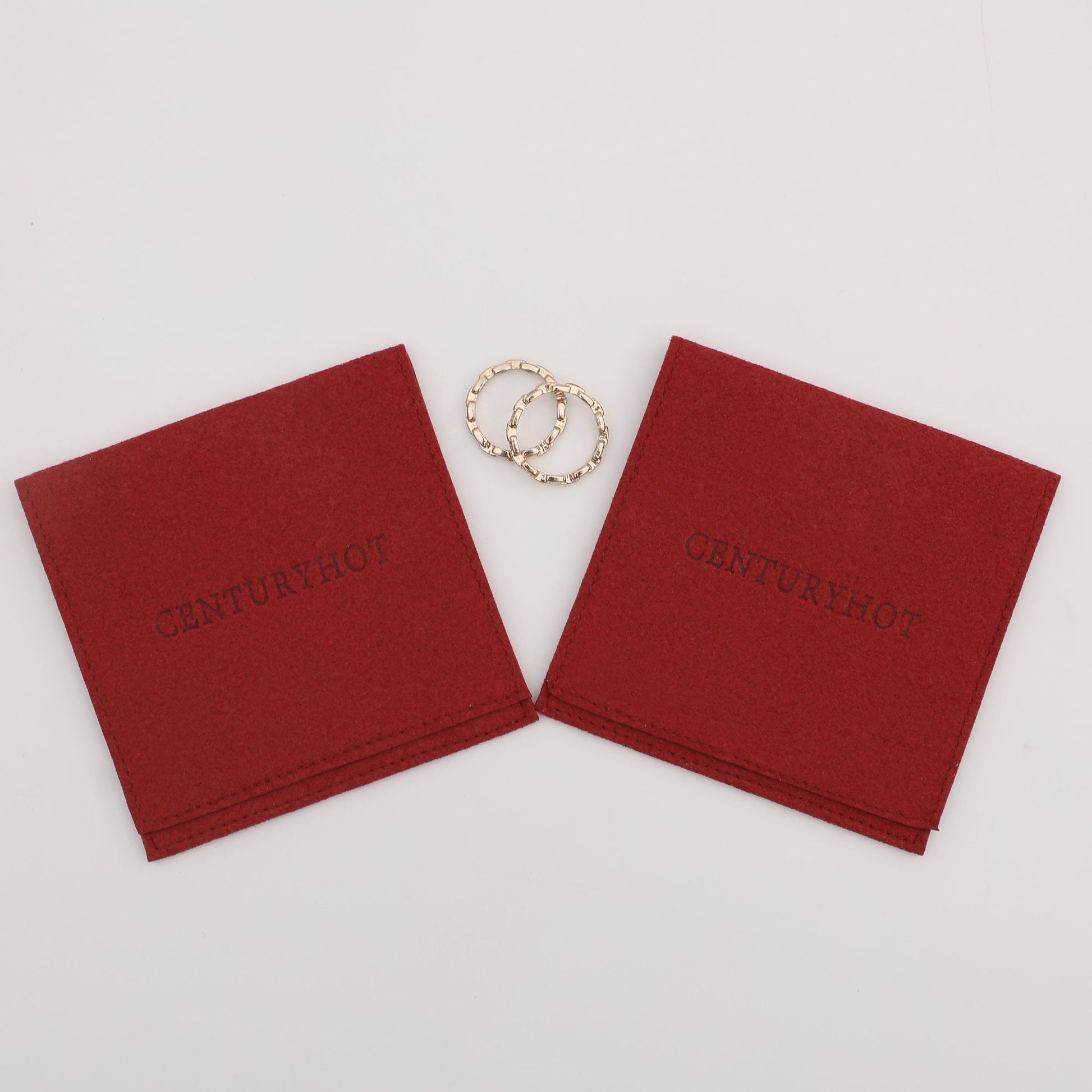 Personalized Red Microfiber Jewelry Bags, Custom Logo Embossed-9