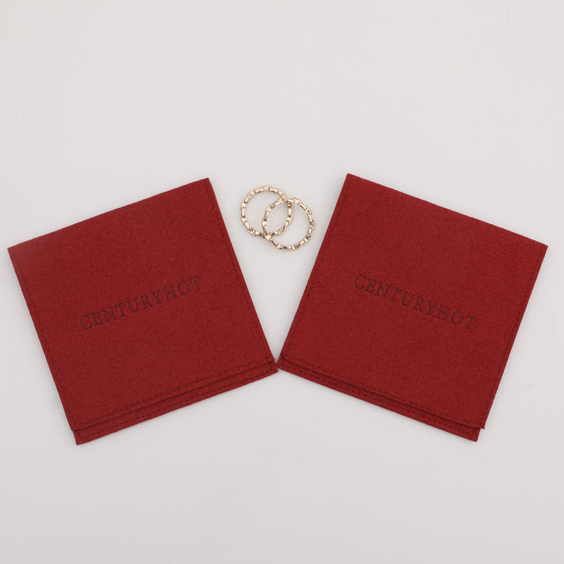 Personalized Red Microfiber Jewelry Bags, Custom Logo Embossed-zoom-