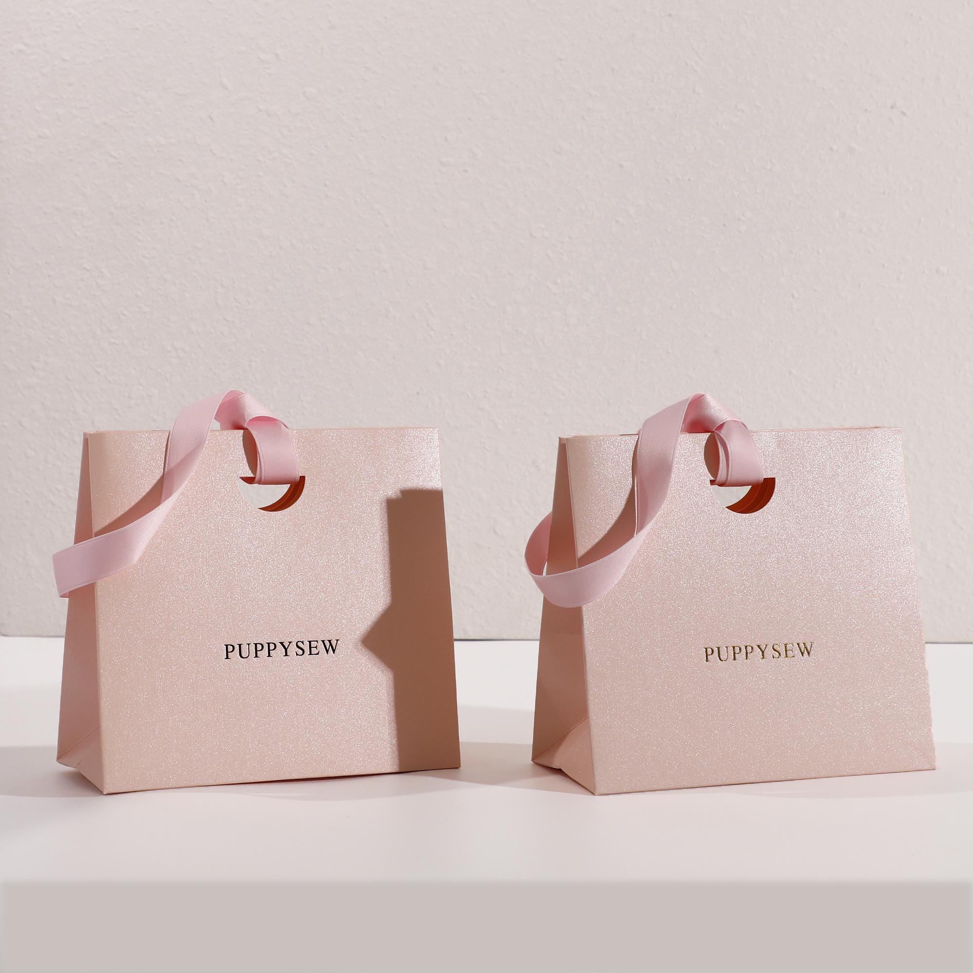 Custom Pink Ribbon Paper Bags, Luxury Boutique Packaging, Personalized Logo-zoom-5