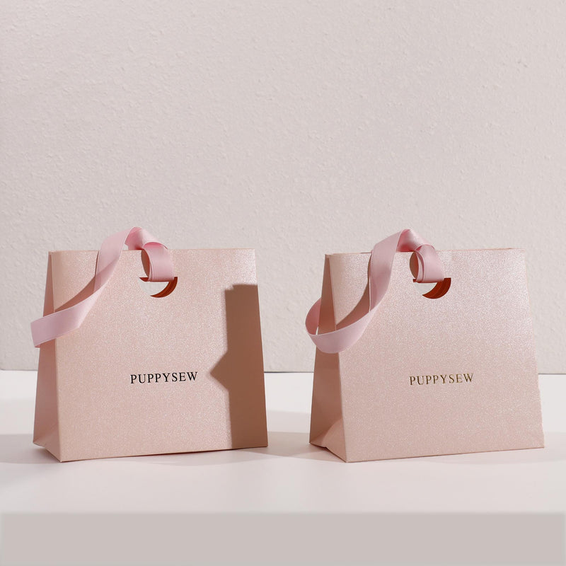 Custom Pink Ribbon Paper Bags, Luxury Boutique Packaging, Personalized Logo-zoom-
