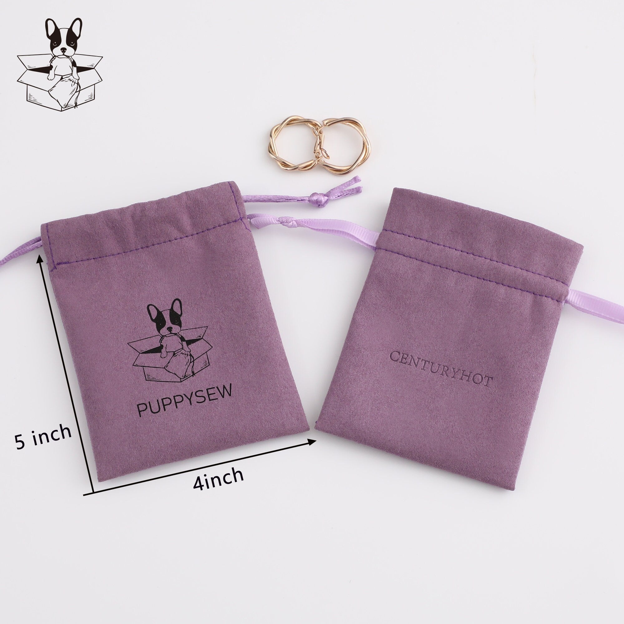 Personalized Purple Microfiber Drawstring Bag, Custom Logo Jewelry Packaging-zoom-8