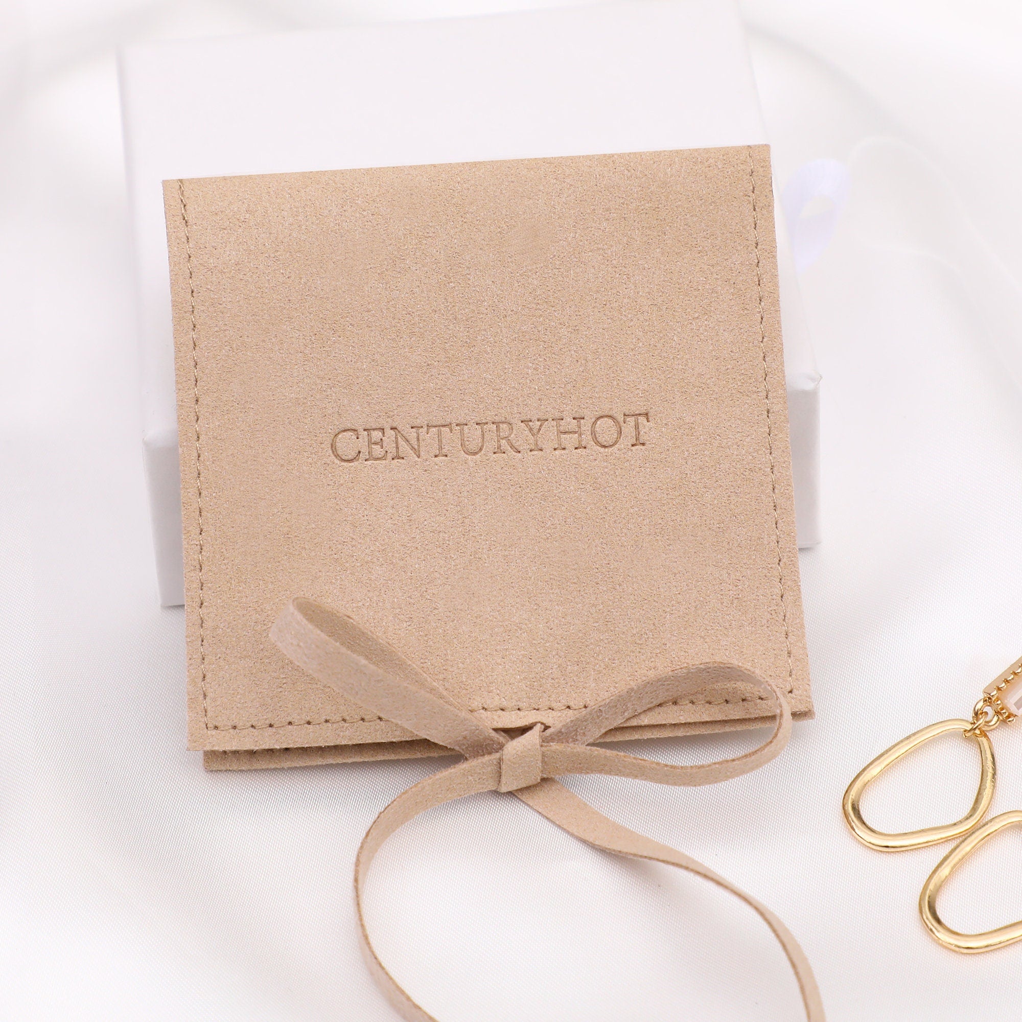 Custom Logo Microfiber Jewelry Bag, Sand Color Envelope Pouch-zoom-6