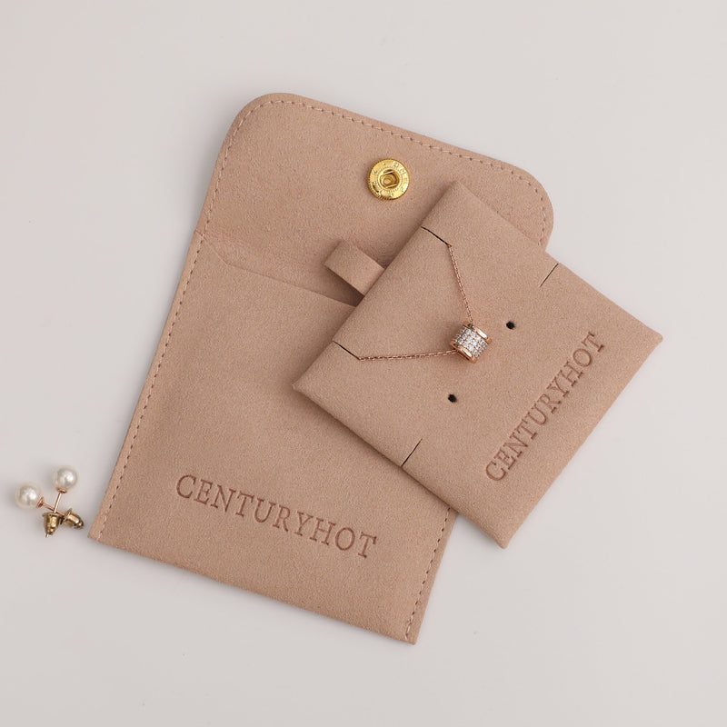Custom Logo Jewelry Packaging: Microfiber Pouch with Insert Card, Set of 50-zoom-