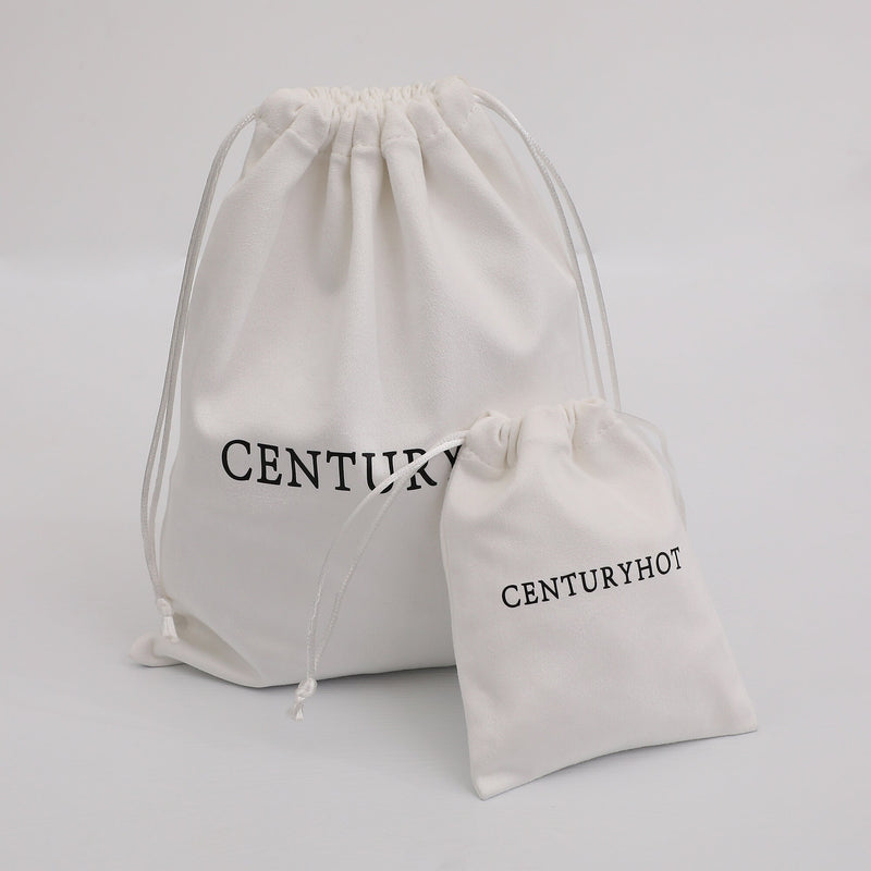 Personalized Logo Flannel Drawstring Bag, Custom Jewelry Pouch-zoom-