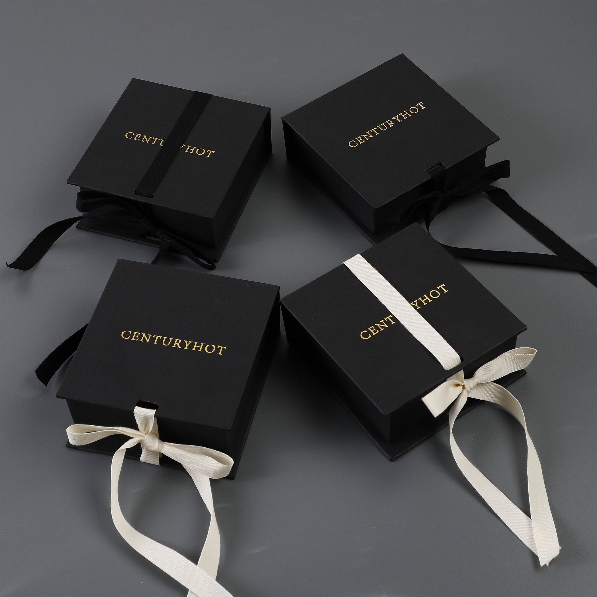 Customizable Black Ribbon Gift Box: Necklace, Jewelry Packaging-zoom-8