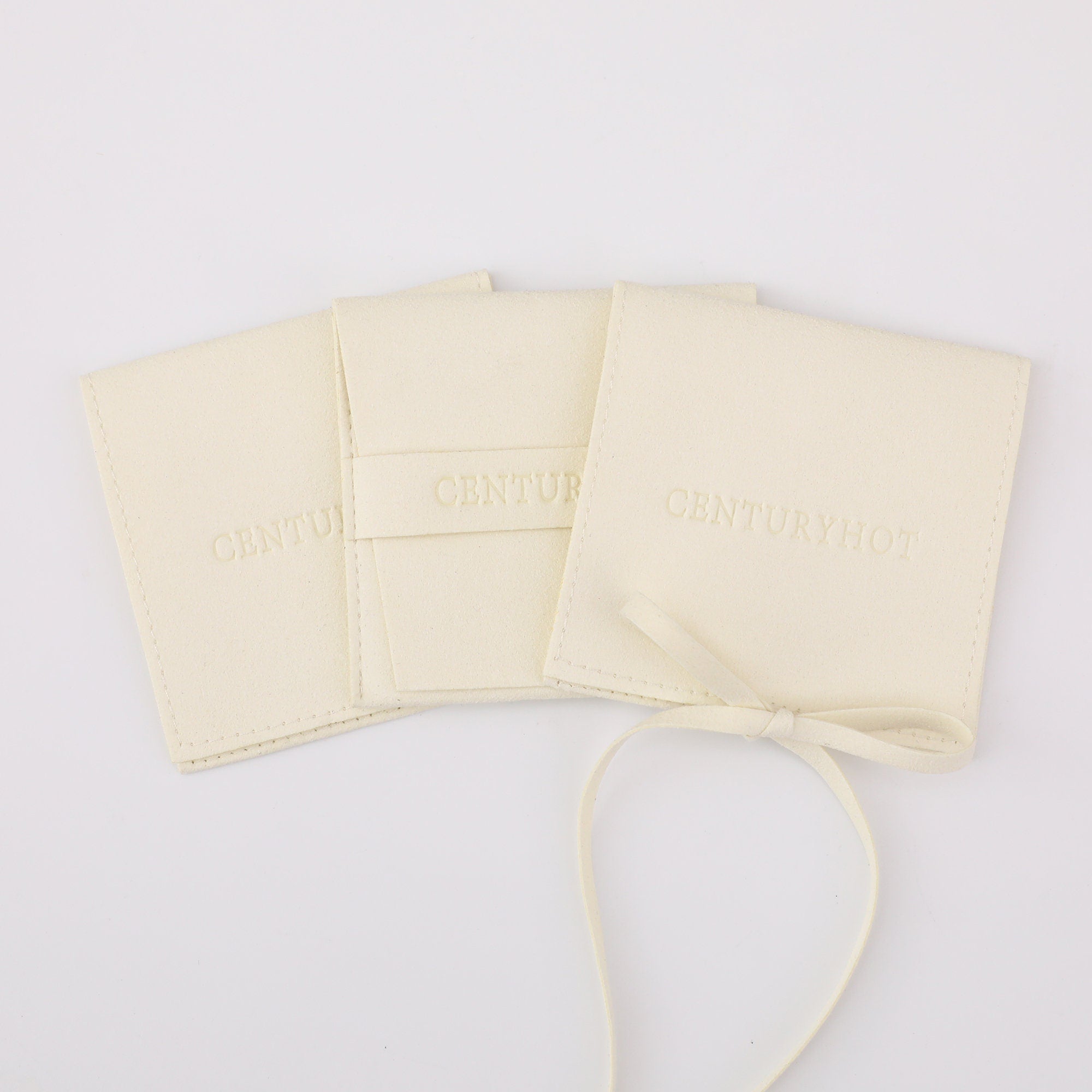 50 Beige Microfiber Jewelry Bag, Personalized Logo Envelope Pouch-zoom-7
