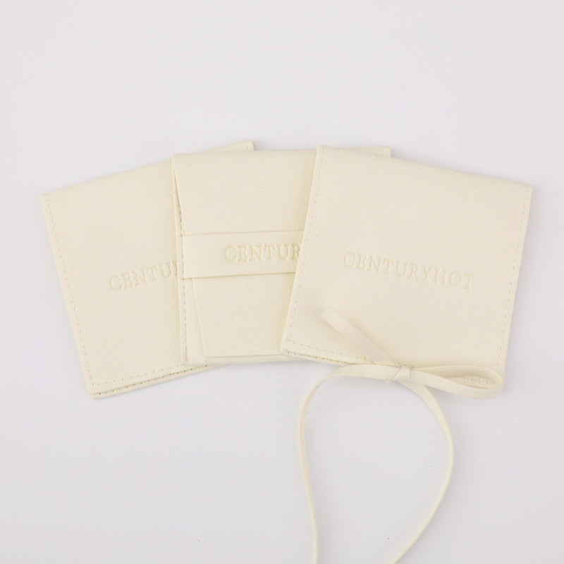 50 Beige Microfiber Jewelry Bag, Personalized Logo Envelope Pouch-zoom-