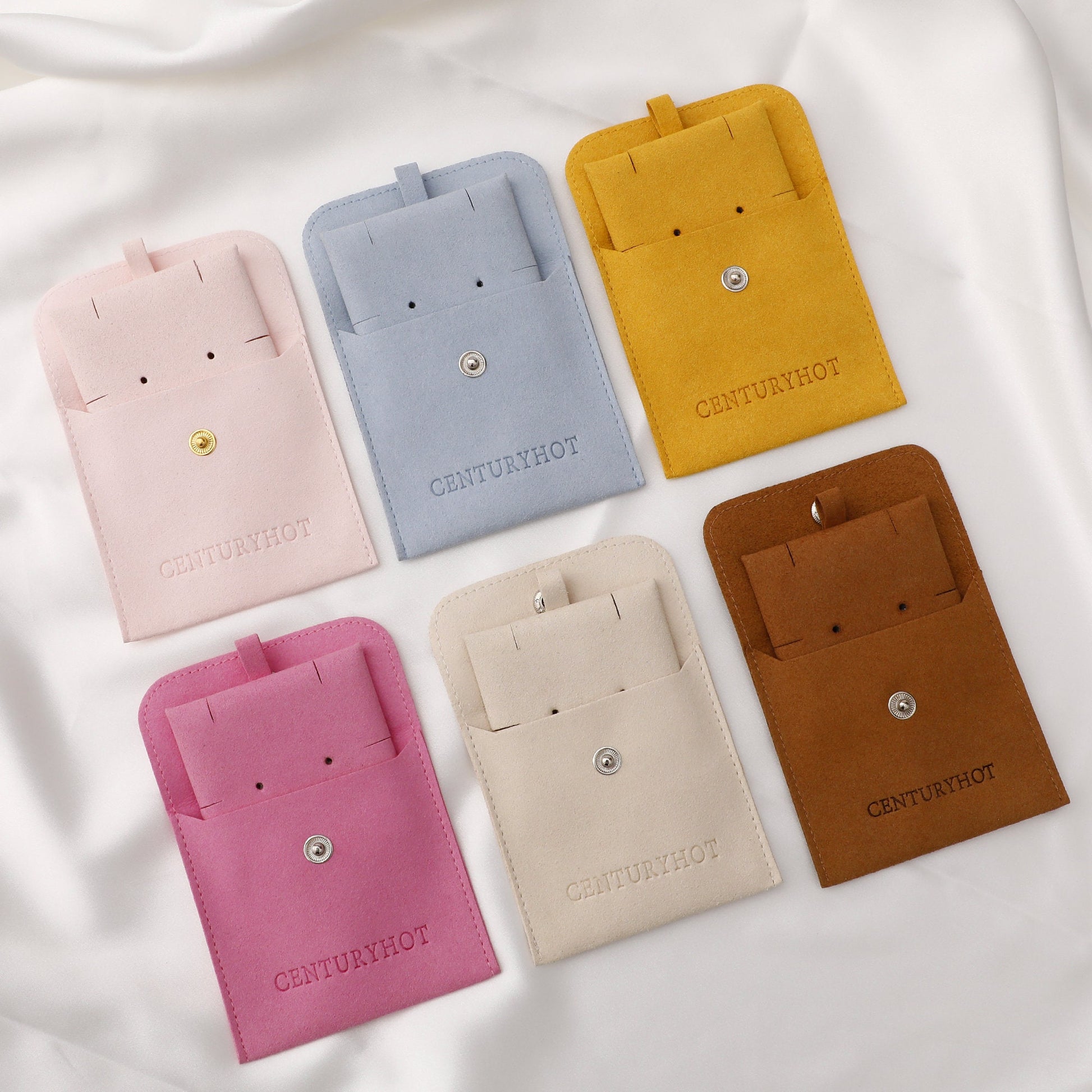50 Ivory Microfiber Jewelry Packaging Bags, Personalized Logo-2