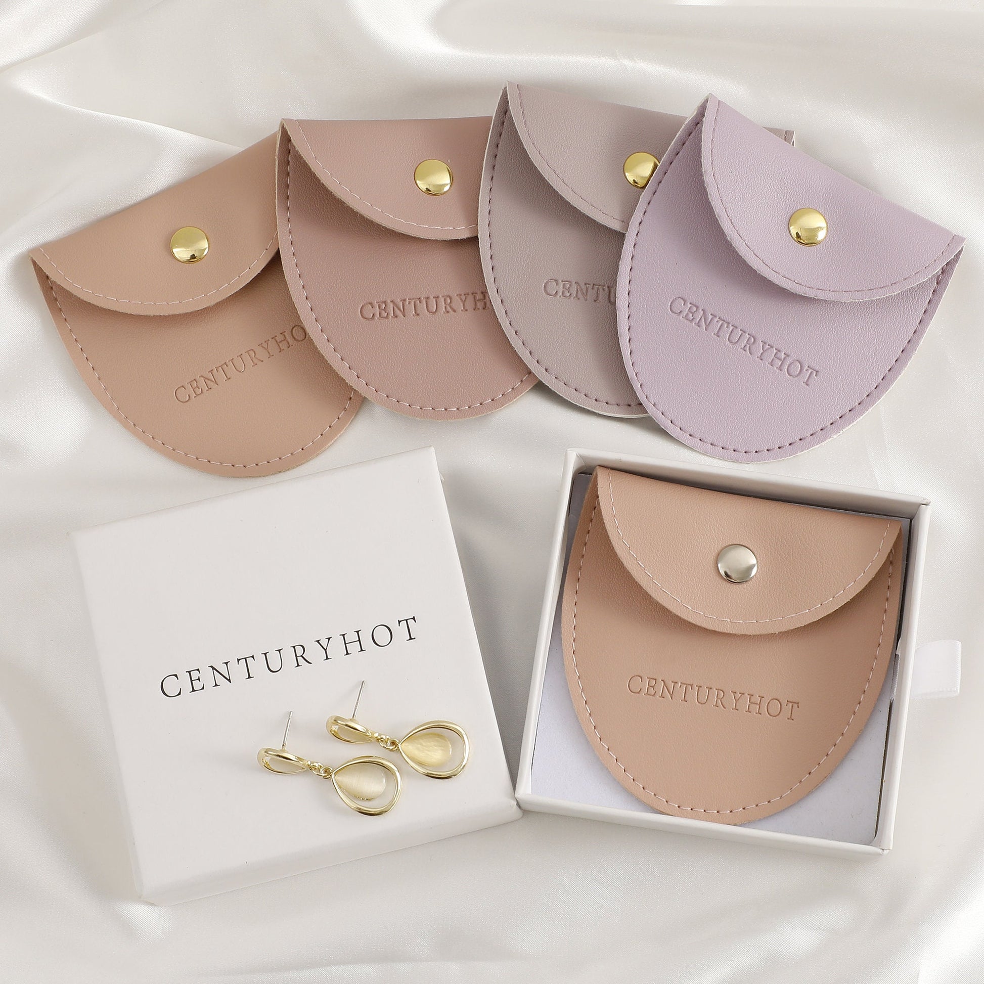 Personalized Faux Leather Jewelry Bag with Embossed Logo (50 Pcs)-5
