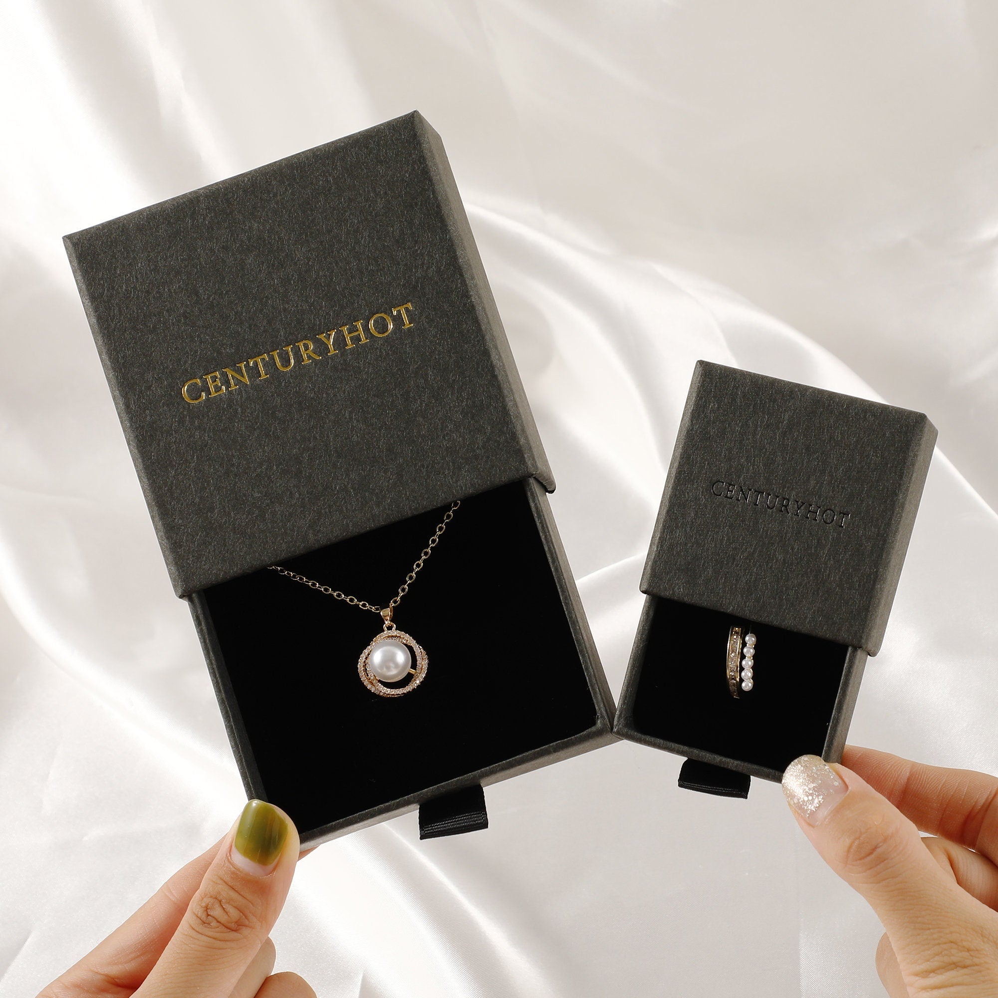 50 Personalized Logo Jewelry Gift Boxes with Sponge Pad