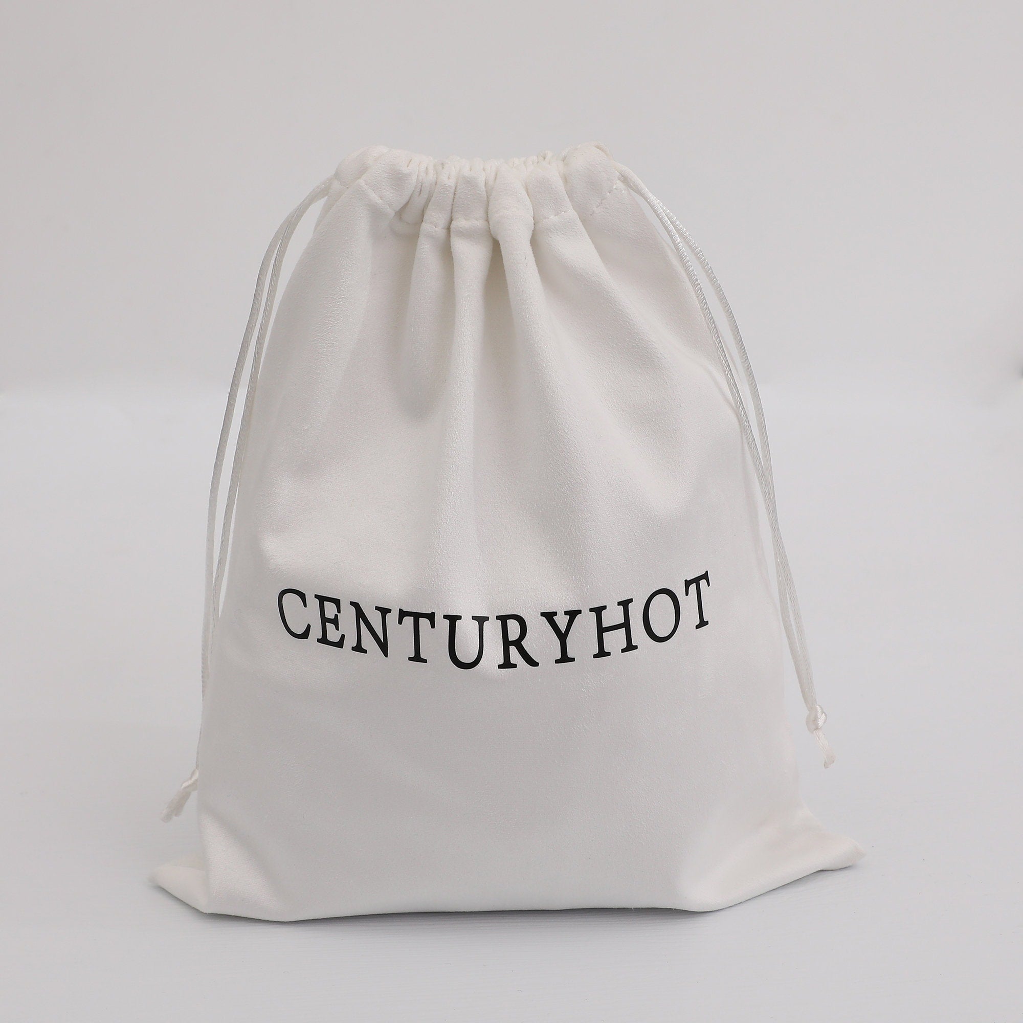Personalized Logo Flannel Drawstring Bag, Custom Jewelry Pouch-zoom-4