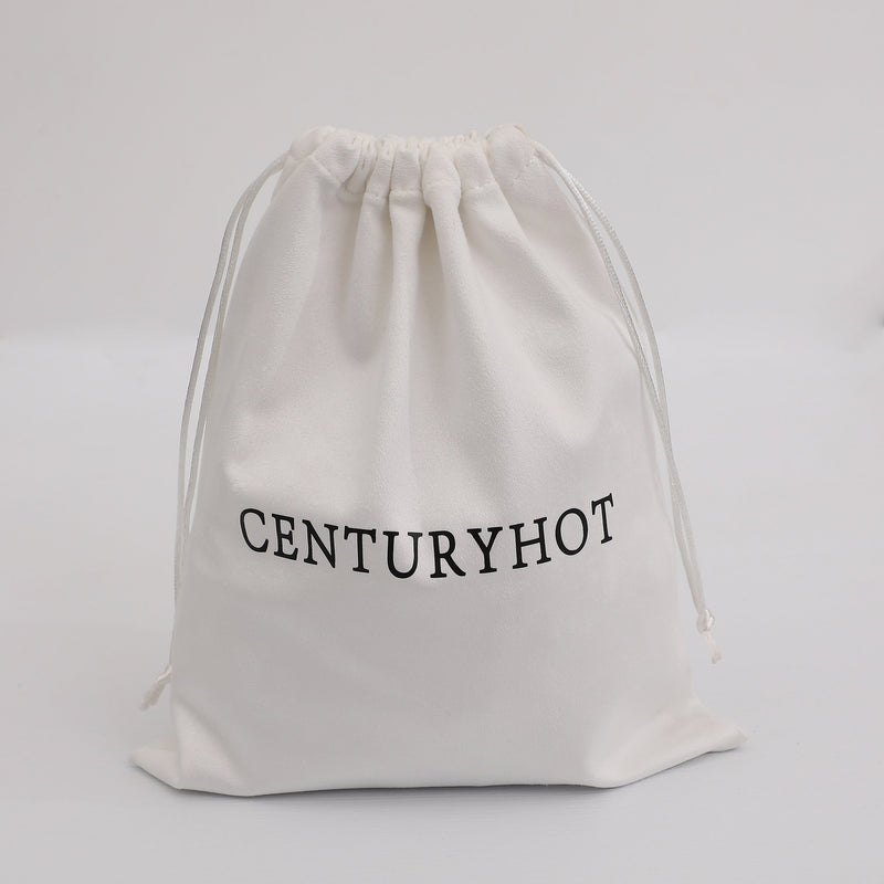 Personalized Logo Flannel Drawstring Bag, Custom Jewelry Pouch-zoom-