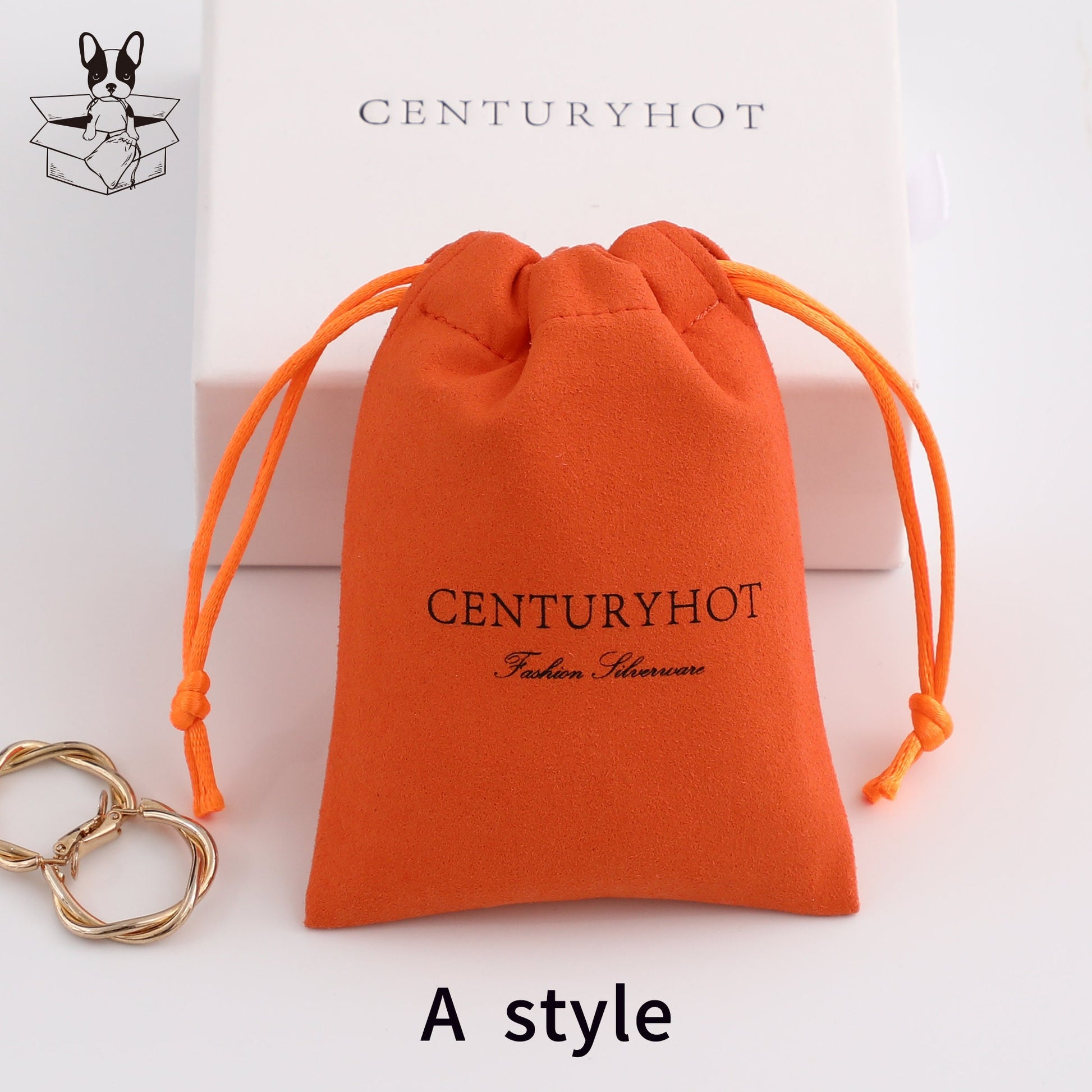 Personalized Orange Microfiber Drawstring Bag, Custom Logo Jewelry Packaging-7