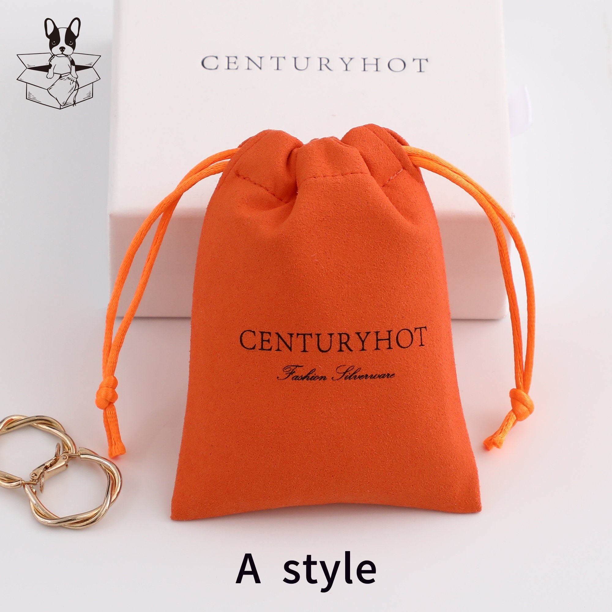 Personalized Orange Microfiber Drawstring Bag, Custom Logo Jewelry Packaging-zoom-7