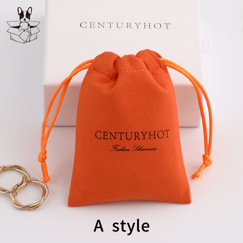 Personalized Orange Microfiber Drawstring Bag, Custom Logo Jewelry Packaging-zoom-